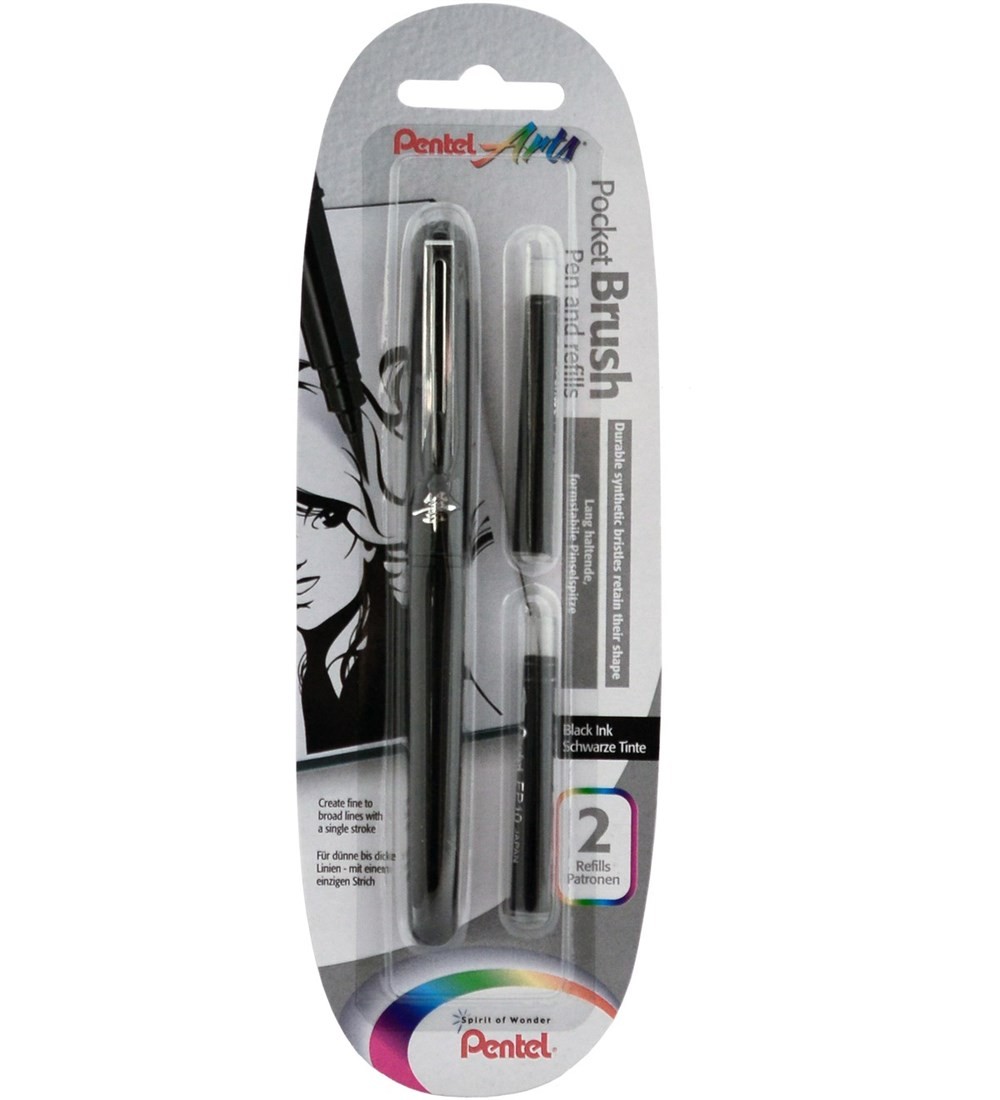 Pentel Arts Pocket Brush Cep Tipi Fırça Kalem Siyah