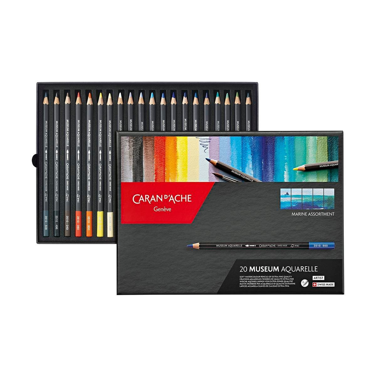 Caran d'Ache Museum Aquarell Marine Assortment Sulu Boya Kalem Seti 20 Renk