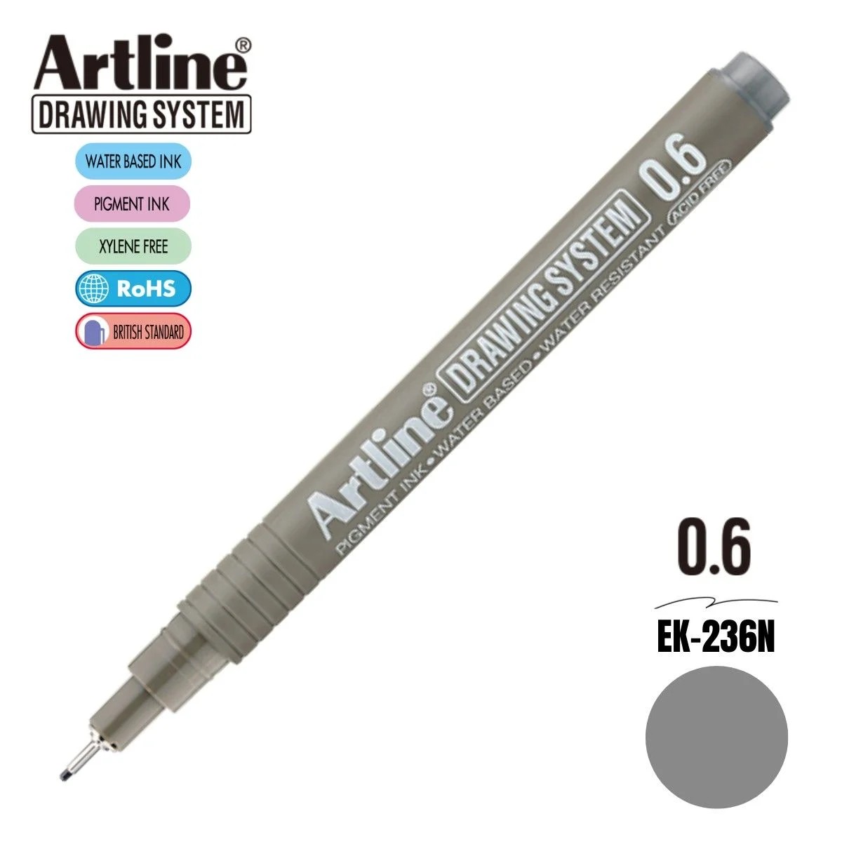 Artline Çizim Kalemi 0.6 mm Gri