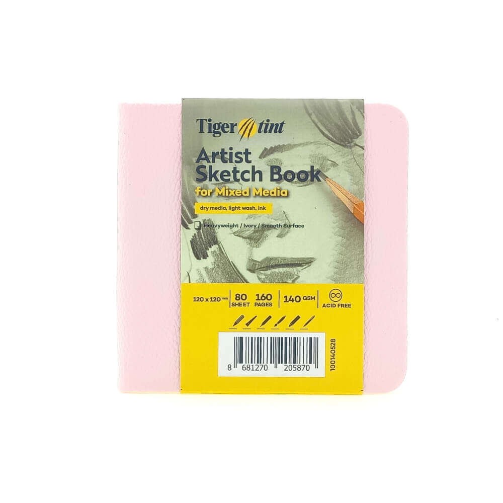 Tigertint Eskiz Defteri Sert Kapak 140gr. 12x12cm 80yp. Şeker Pembe