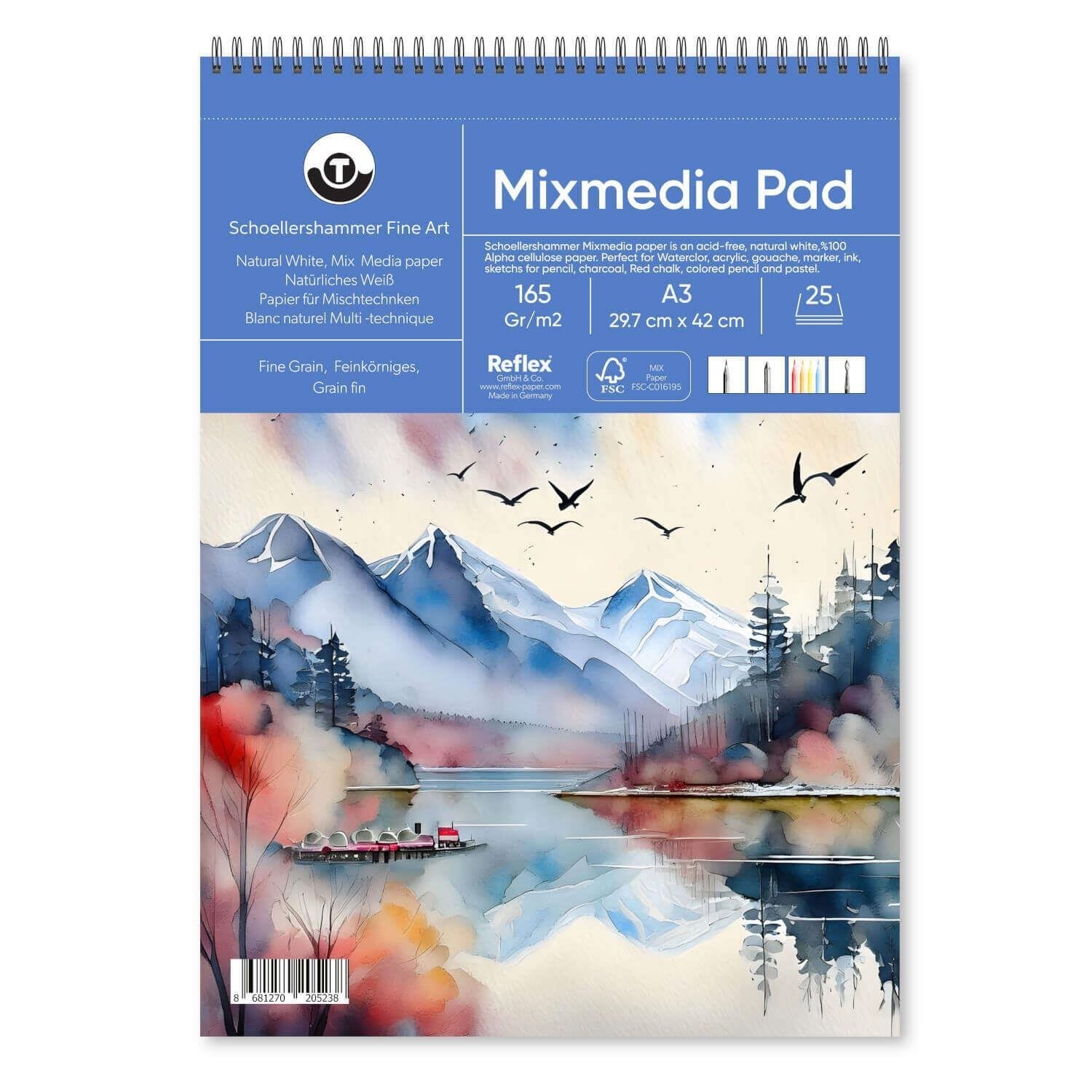 Schoellershammer Mix Media Pad Çok Amaçlı Sanatsal Blok 165 gr A3 25 Yaprak