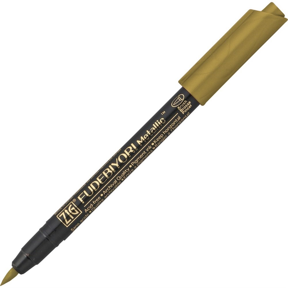 Zig Fudebiyori Metallic Brush Pen Yaldızlı Fırça Uçlu Marker Kalem 101 Gold