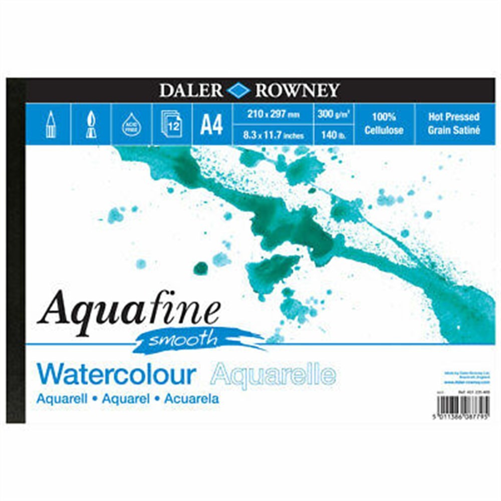 Daler Rowney Aquafine Smooth Pad A4 300gr 12 Sh