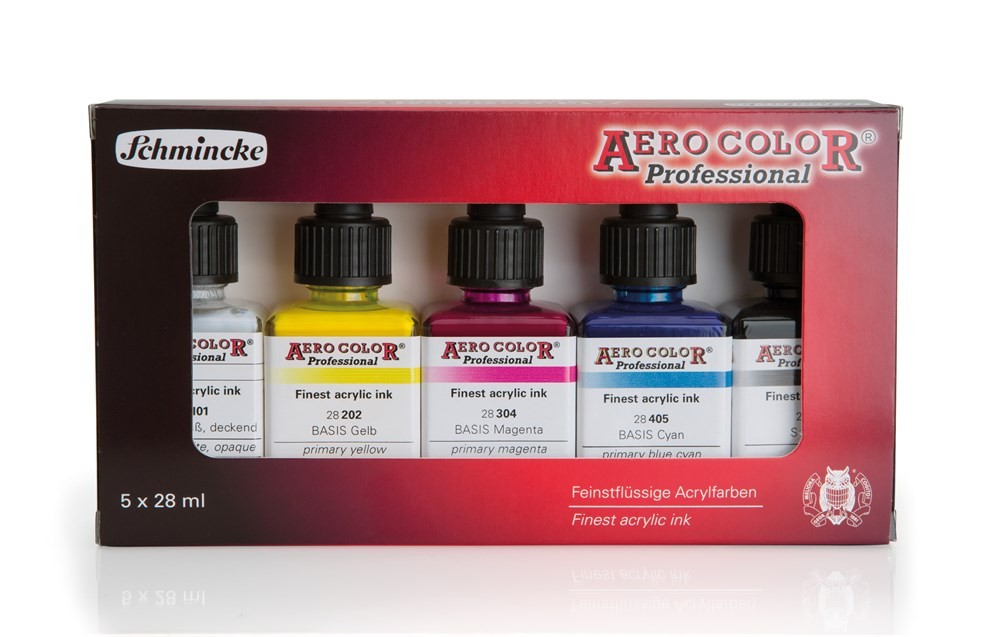 Schmincke Aero Color Akrilik Mürekkep Set Temel Renkler 5x28 ml