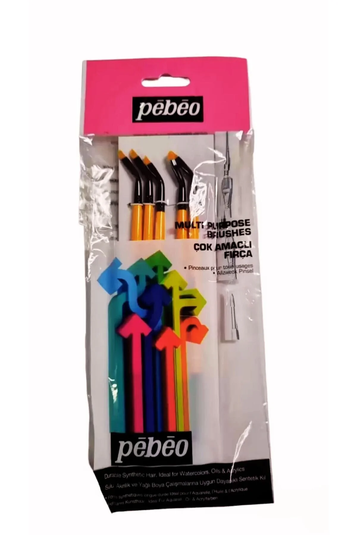 Pebeo Set-18/4 Yan Kıvrık Fırça Seti 5'li