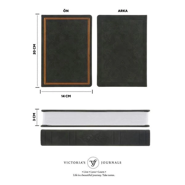 Victorias Journals Vintage Old Book 14.5x20.5 cm 110 gr 160 Yaprak Siyah