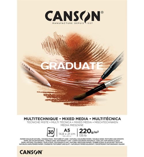 Canson Graduate Mix Media Natural 220G 30 Sayfa A5