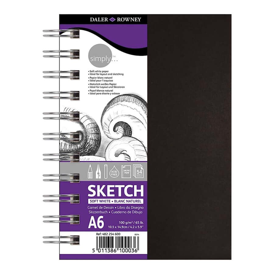 Daler Rowney Simply Sert Kapak Telli Eskiz Defteri A6 54 Sayfa