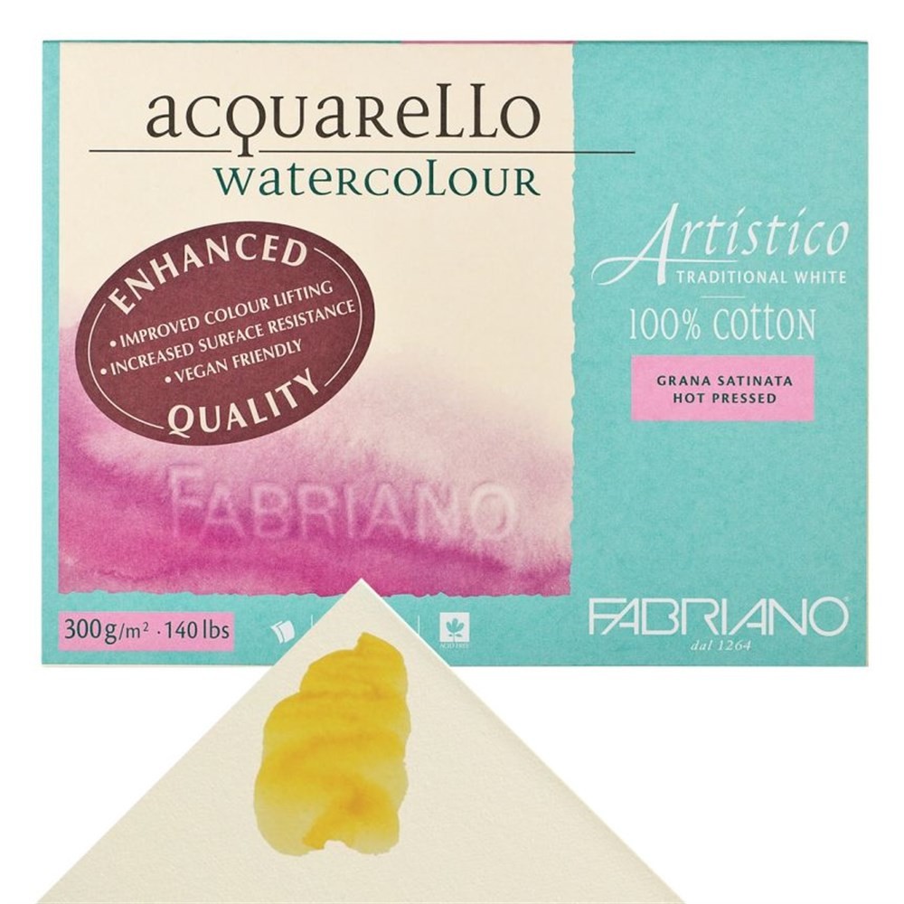 Fabriano Artistico Suluboya Defteri Traditional White Grana Satinata H.Pressed 300gr, 18x26 cm 20 Sayfa