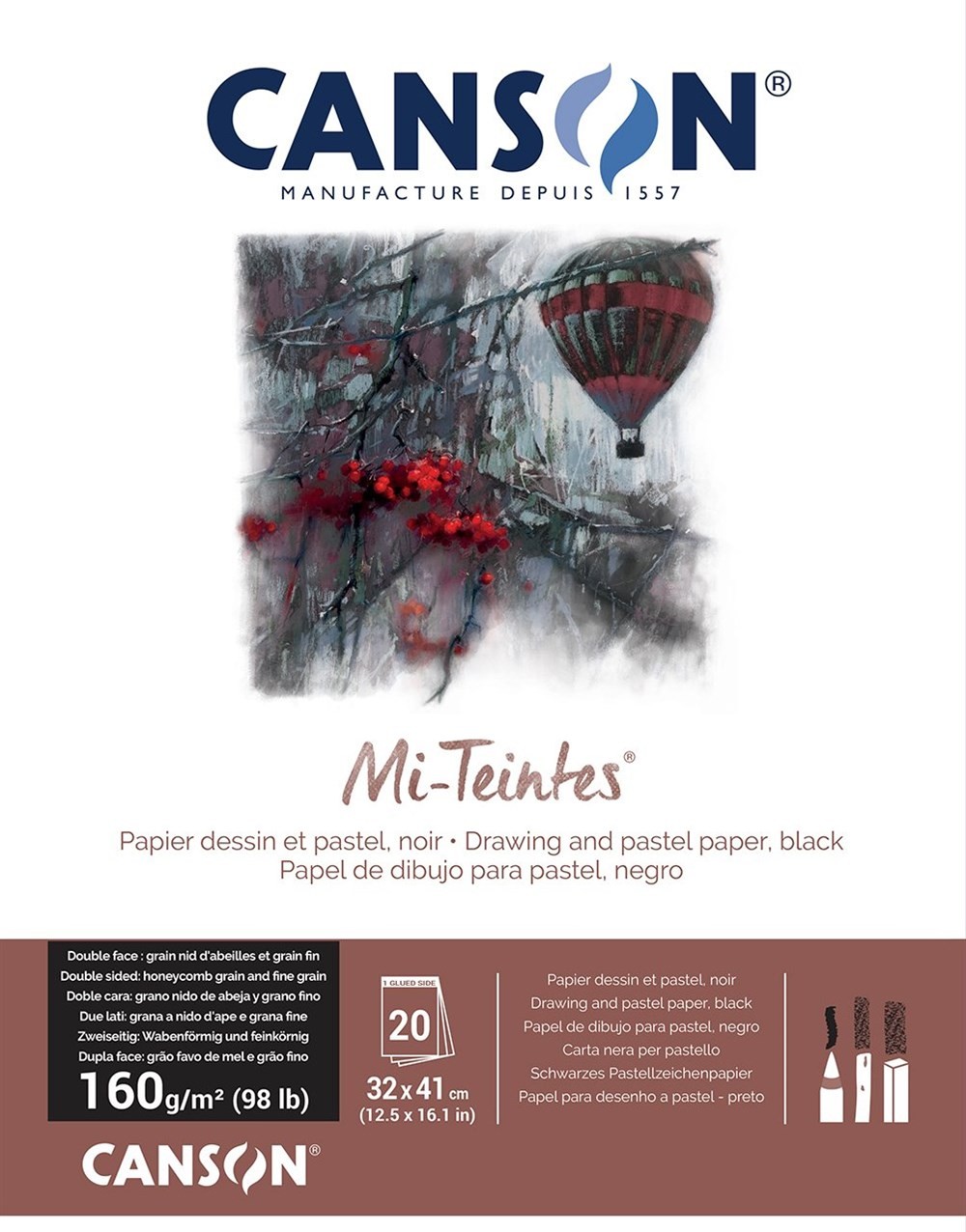 Canson Mi-Teintes Pastel Defteri 160 gr 32x41 cm 20 sf Siyah