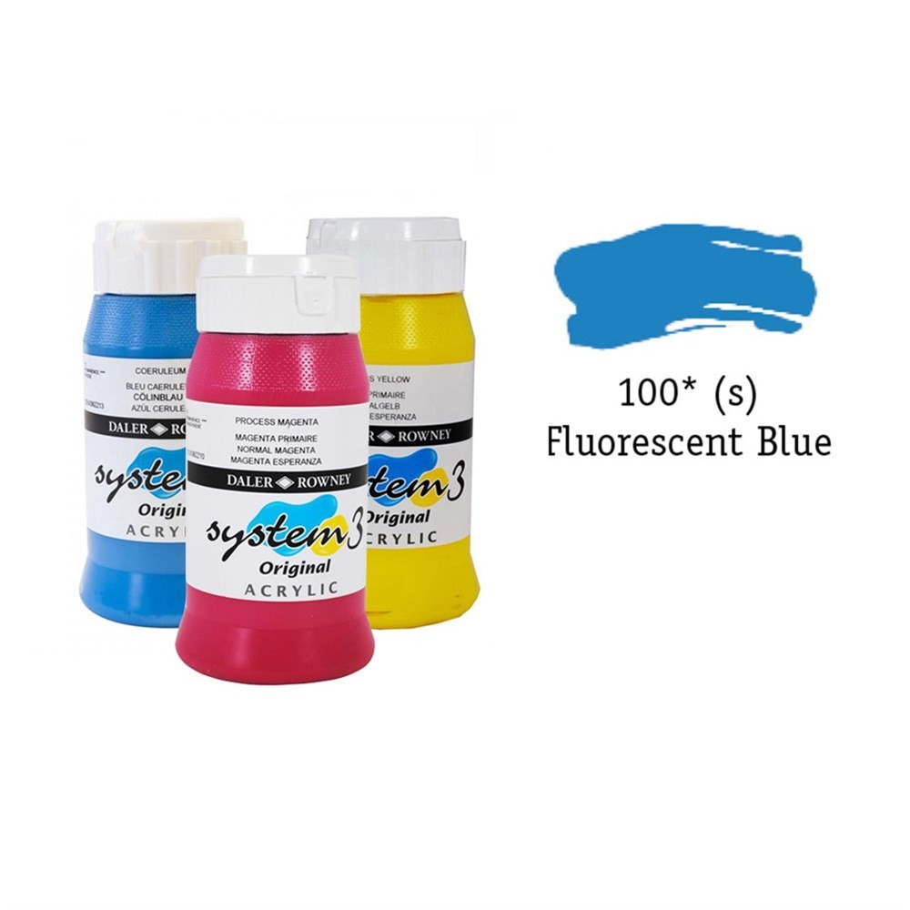 Daler Rowney System 3 Original Akrilik Boya 500 ml Fluoro Blue