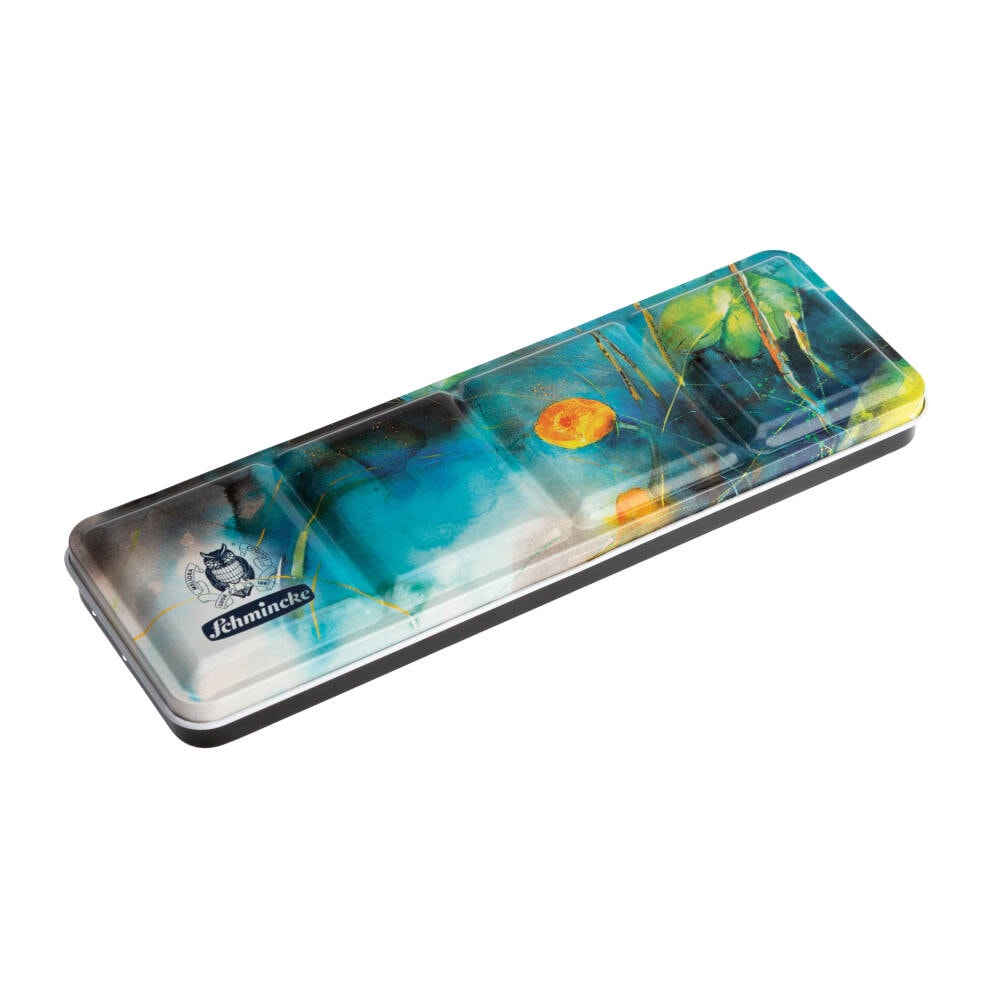 Schmincke Akademie Aquarell Özel Desen Metal Kutu Sulu Boya Seti 12 X Yarım Tablet
