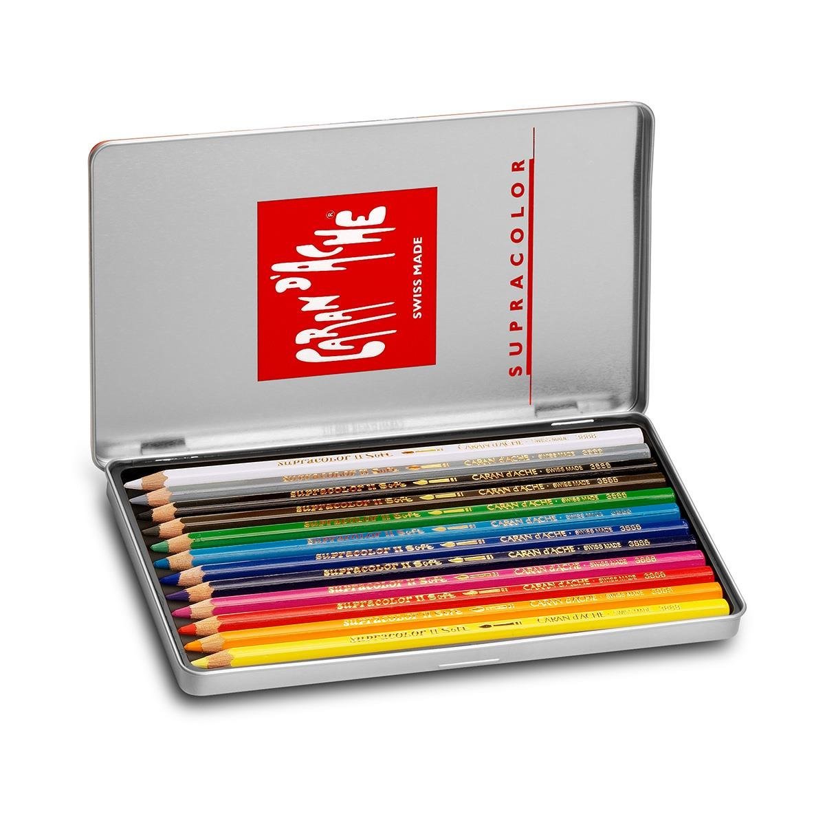 Caran d'Ache Supra Color Soft Aquarelle Sulu Boya Kalem Seti 12 Renk