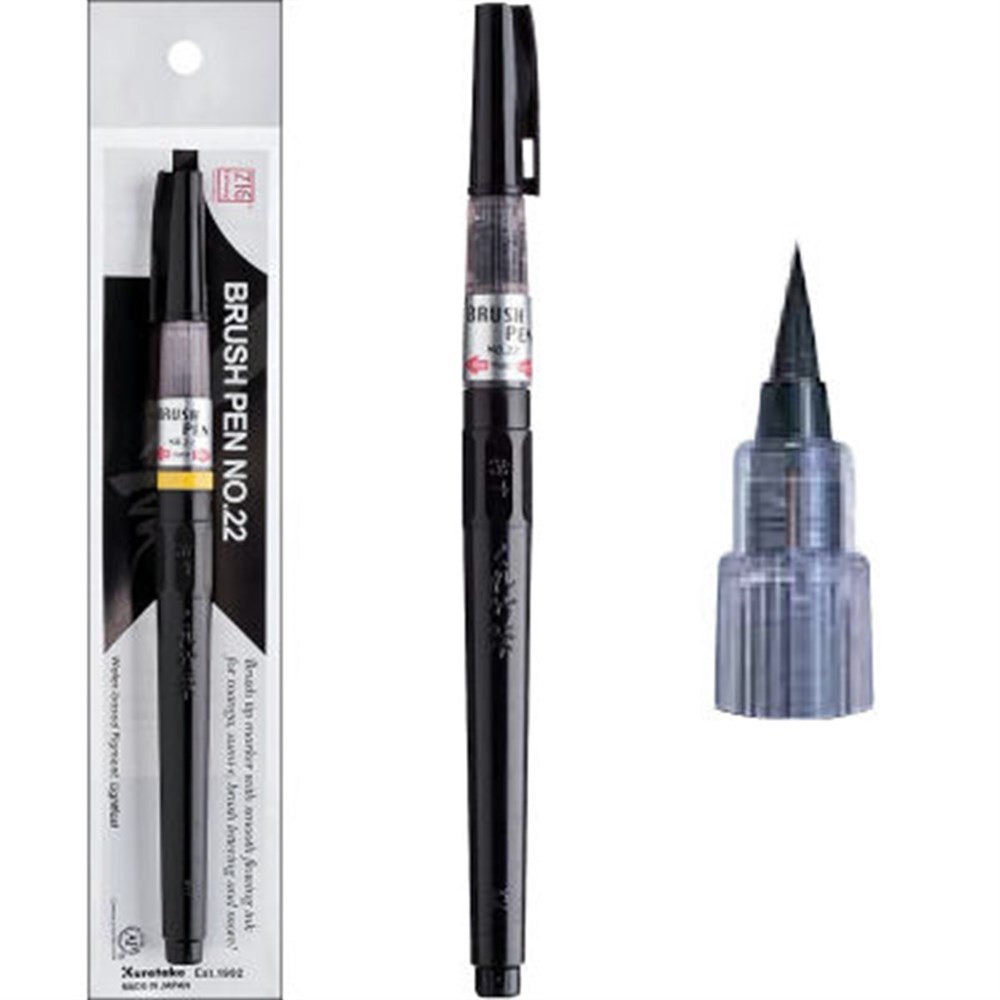 Zig Mangaka Brush Pen Siyah Doldurulabilir Hazneli Fırça No: 22