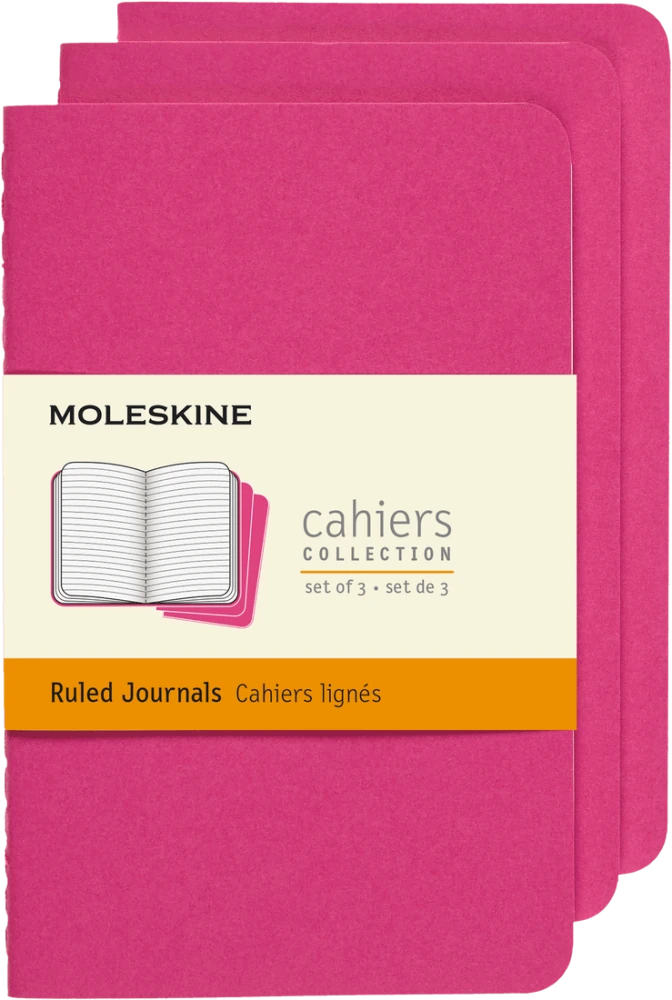 Moleskine Cahiers Journals Çizgili Defter 13x21 80 Sayfa Kinetik Pembe 3'lü Set