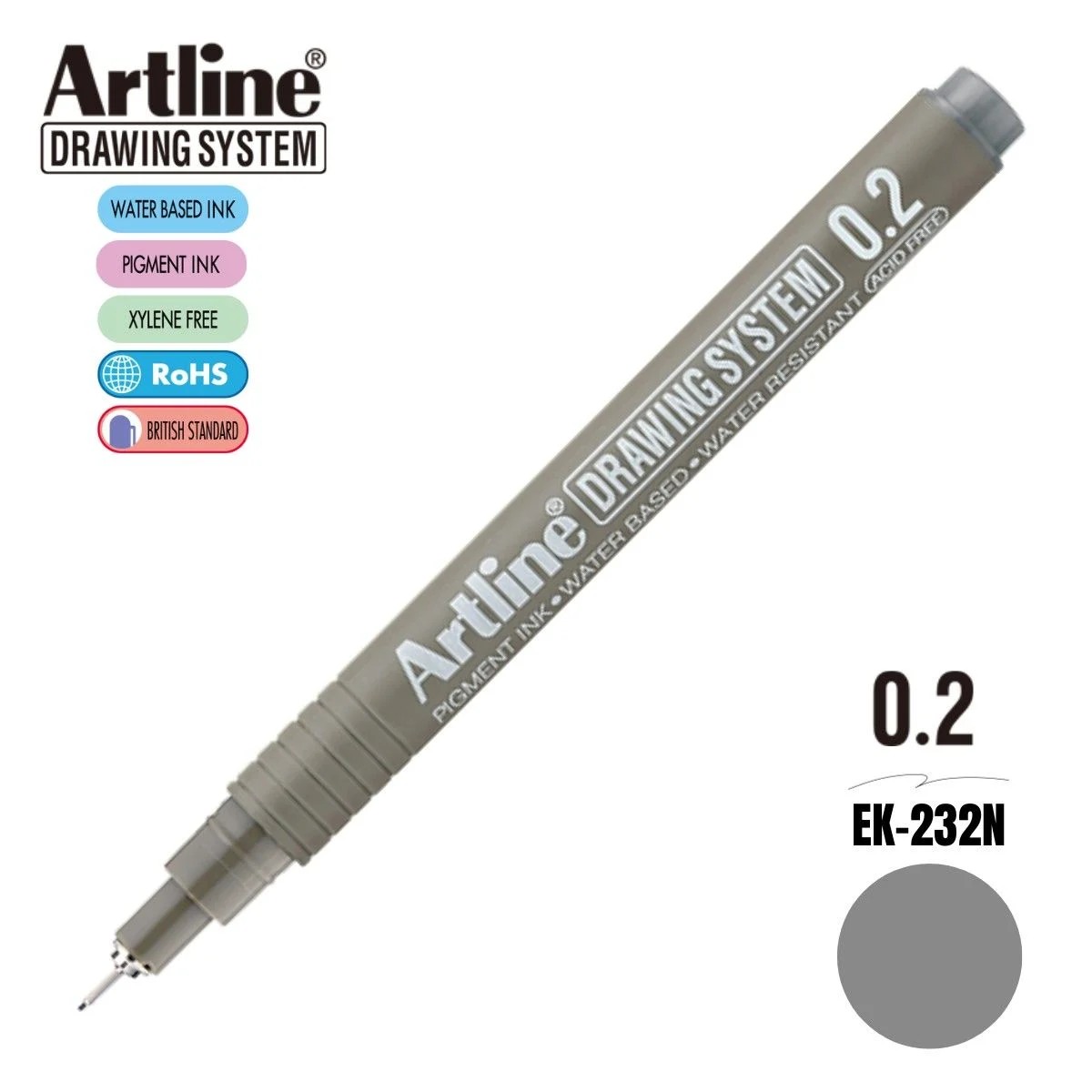 Artline Çizim Kalemi 0.2 mm Gri