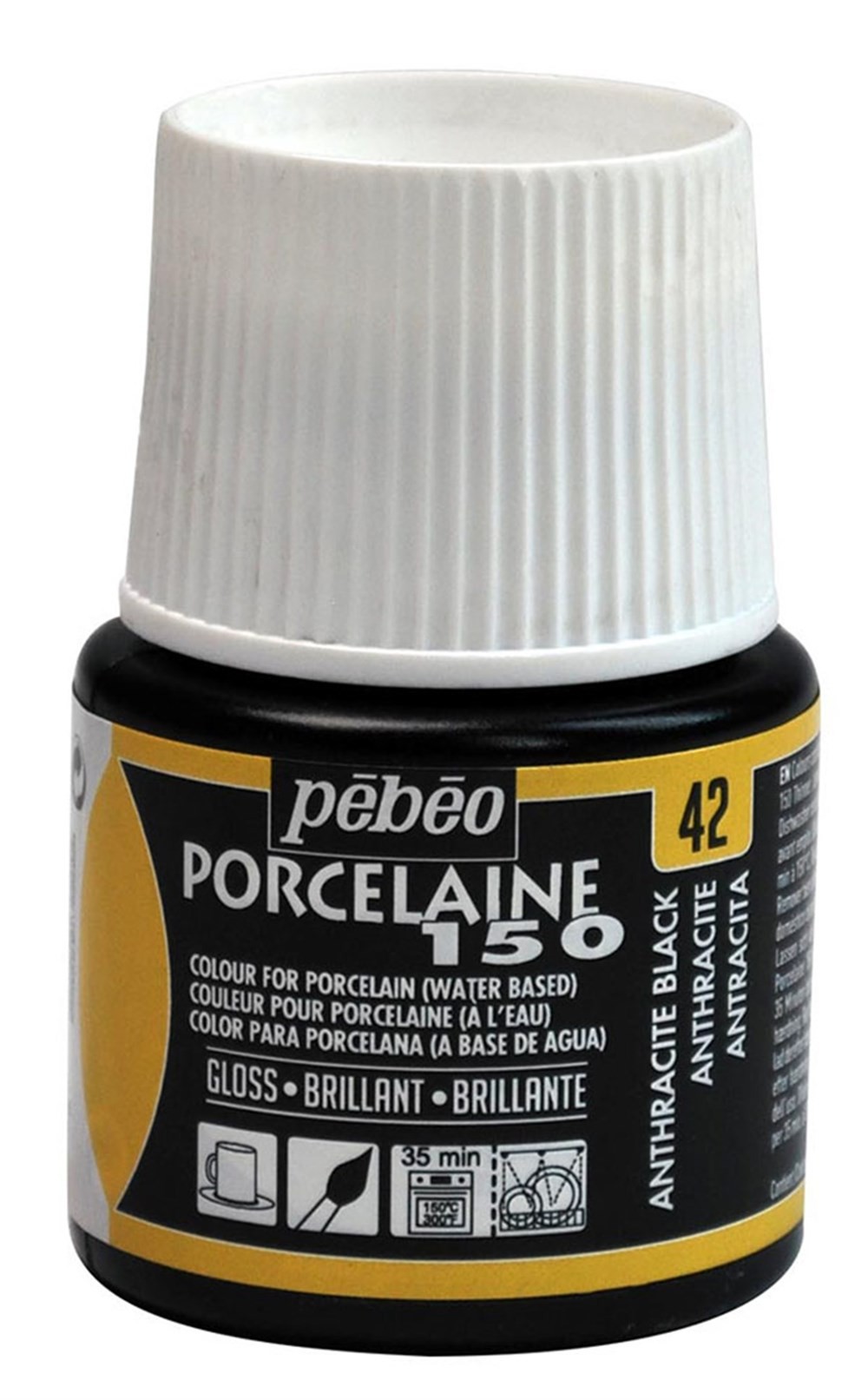 Pebeo Porcelaine 150 Fırınlanabilir Porselen Boyası 45 ml 42 Anthracite Black