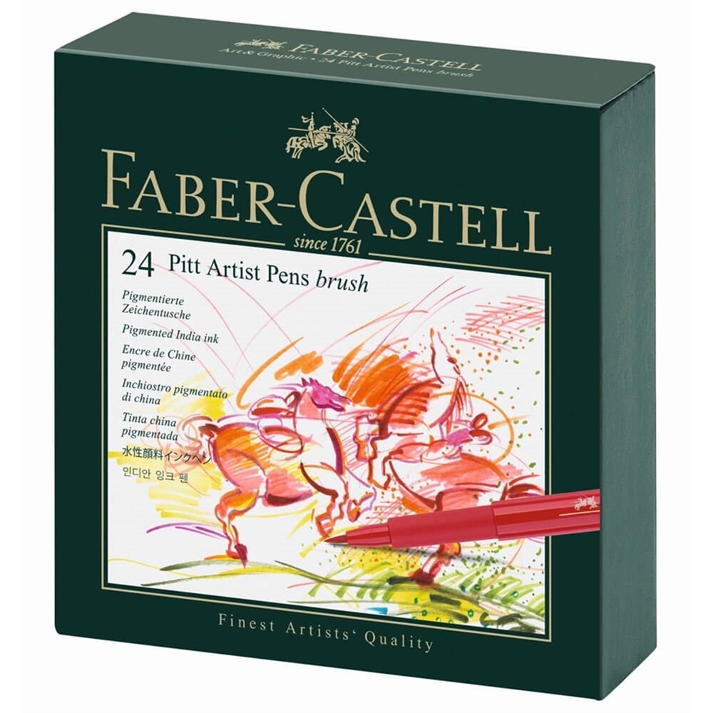 Faber Castell Pitt Çizim Kalemi Fırça Uç Studio Box, 24 Renk