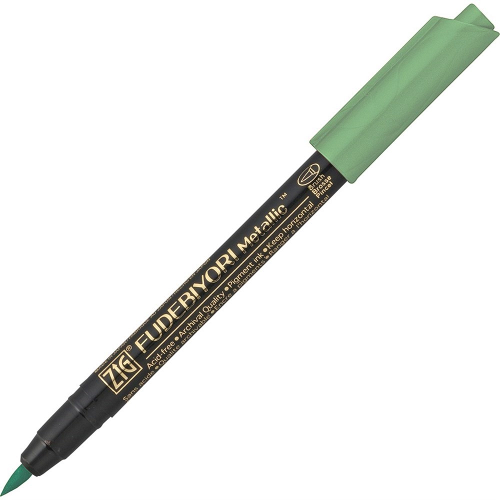 Zig Fudebiyori Metallic Brush Pen Yaldızlı Fırça Uçlu Marker Kalem 121 Green