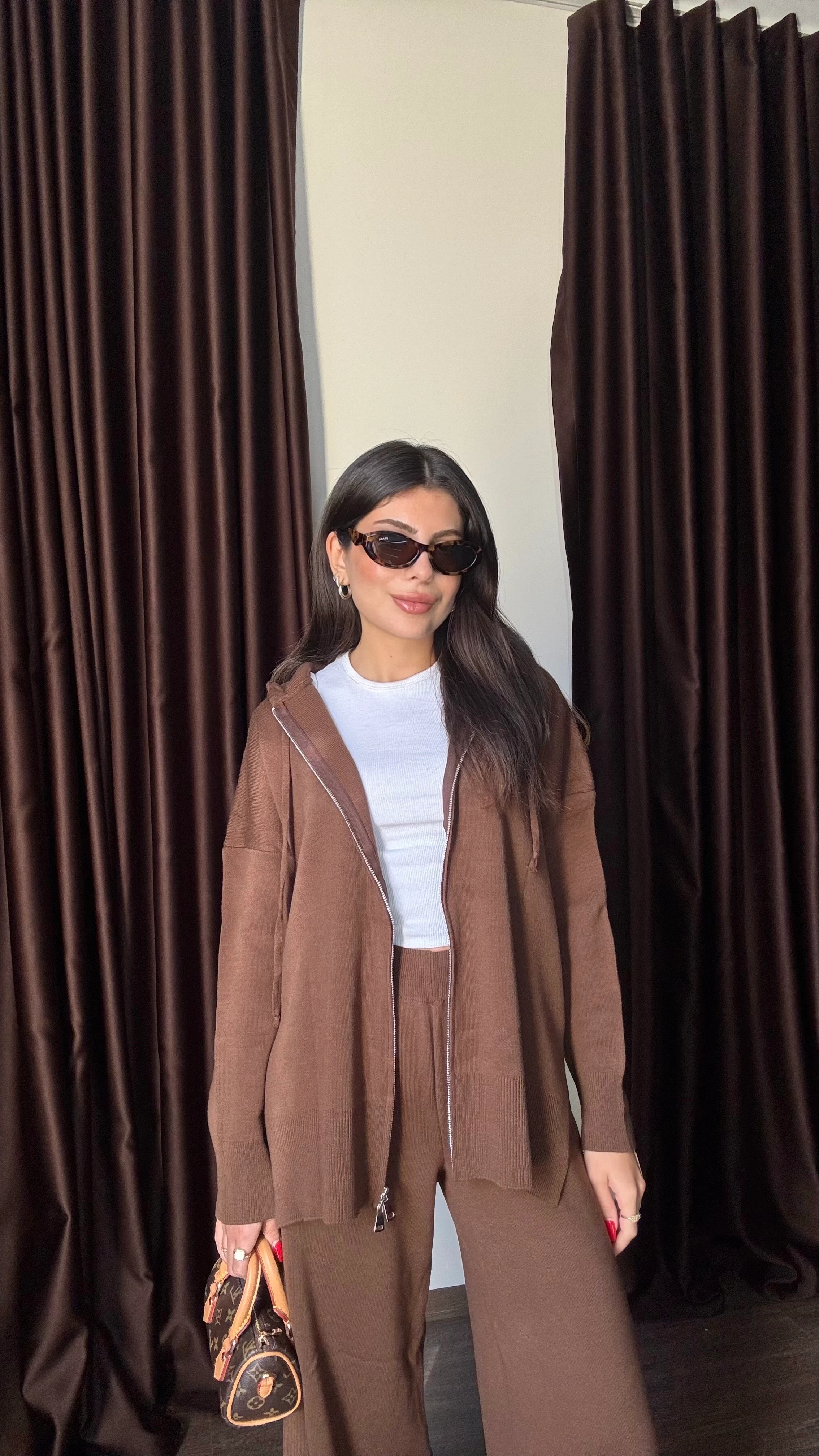 Kadın Çift Fermuarlı Sweatshirt Pantolon Takım