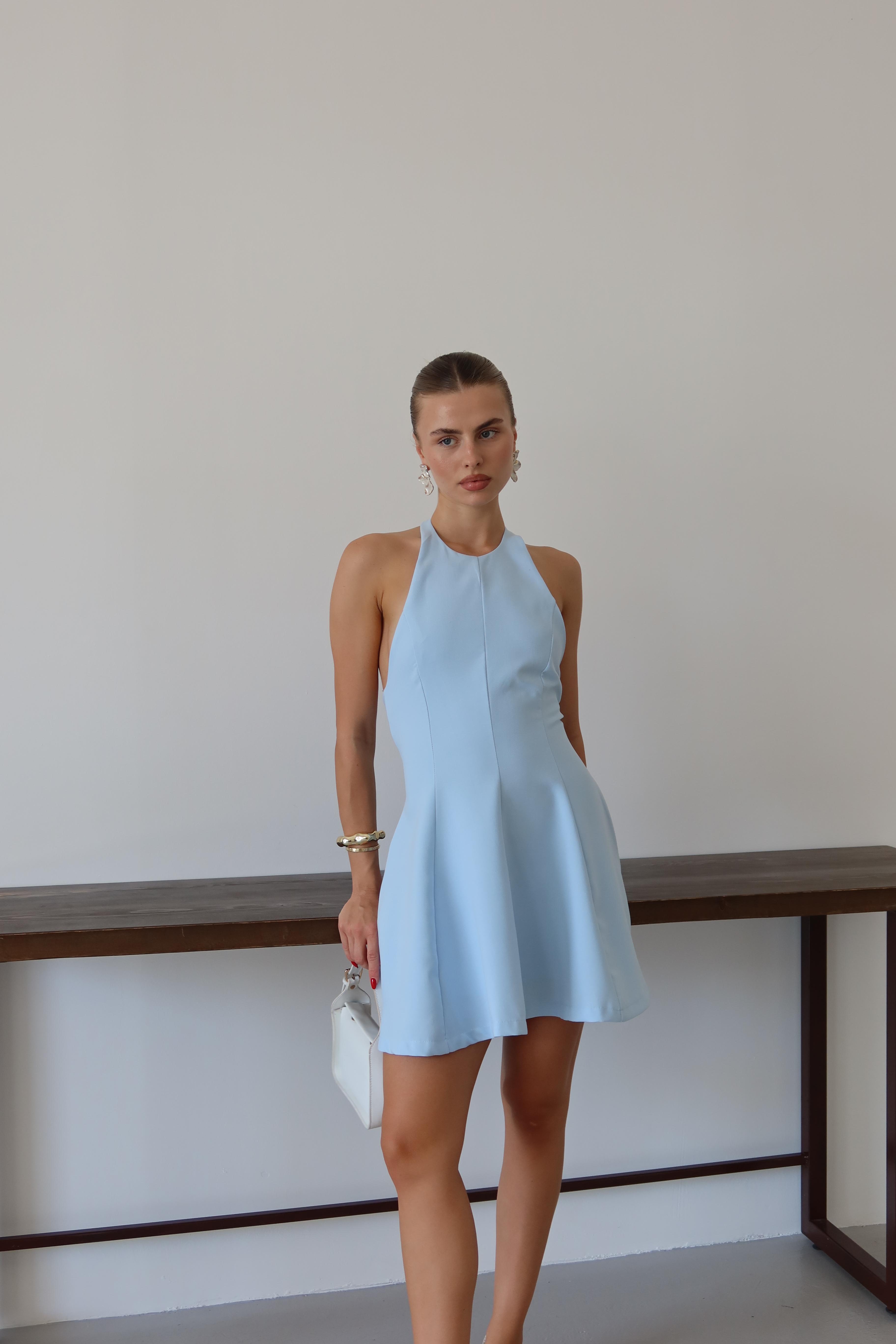 Kadın Halter Yaka Mini Elbise