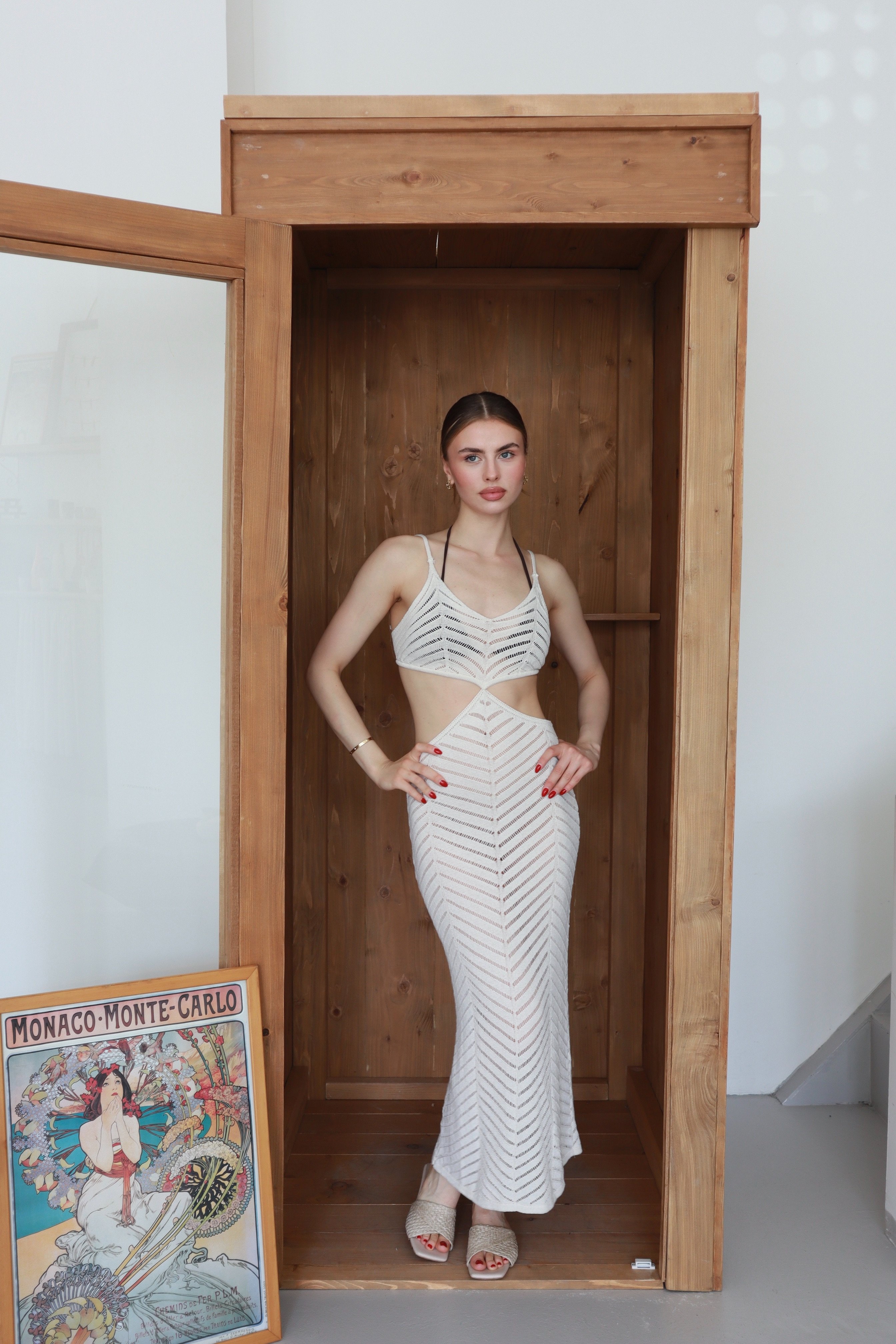 Kadın Askılı Sırt Ve Bel Dekolteli Maxi Boy Plaj Elbisesi