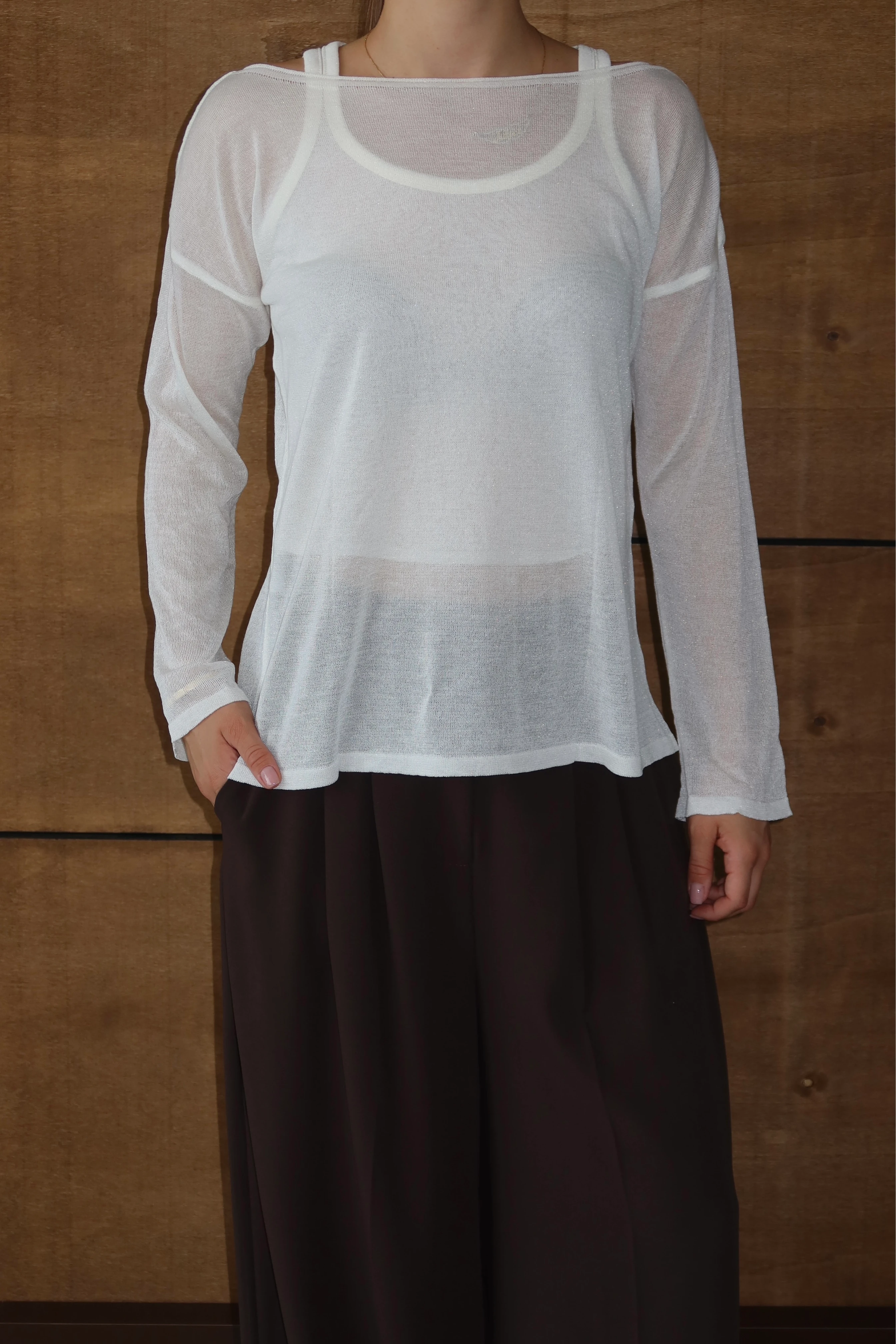 Kadın Atletli Transparan Kazak - BEYAZ