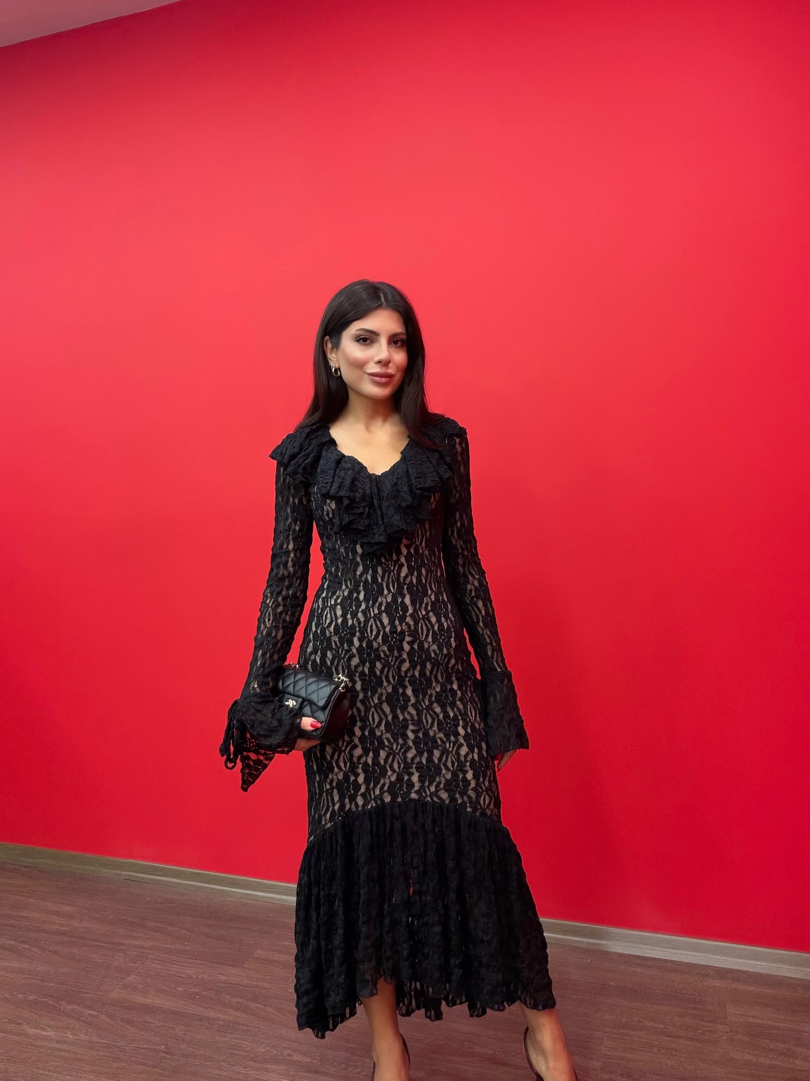 Kadın Dantelli Midi Elbise