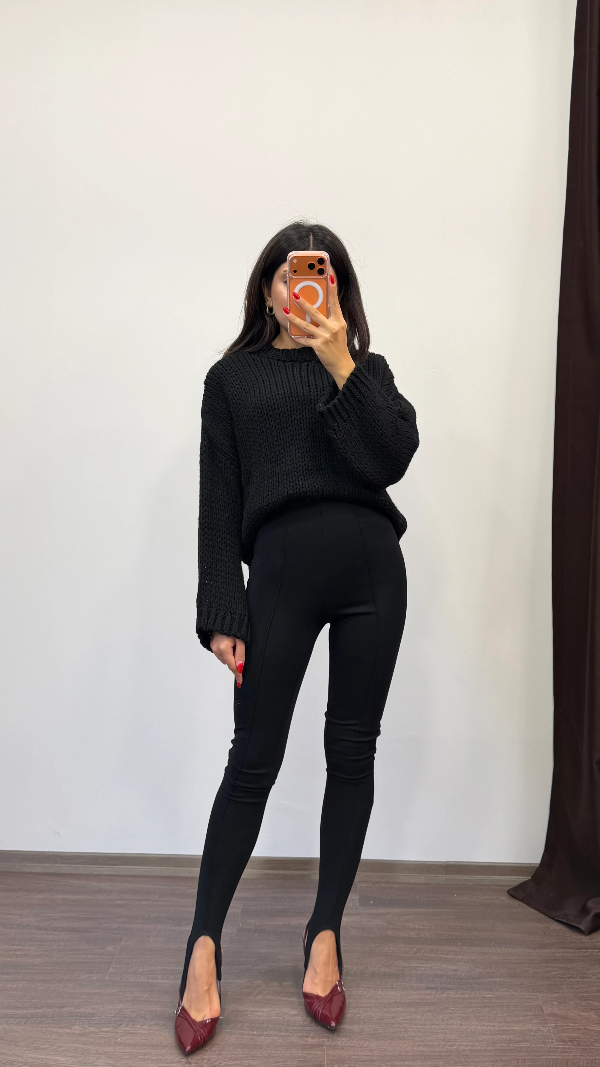 Kaadın Nevür Detaylı Paça Lastikli (Füze) Tayt - SİYAH