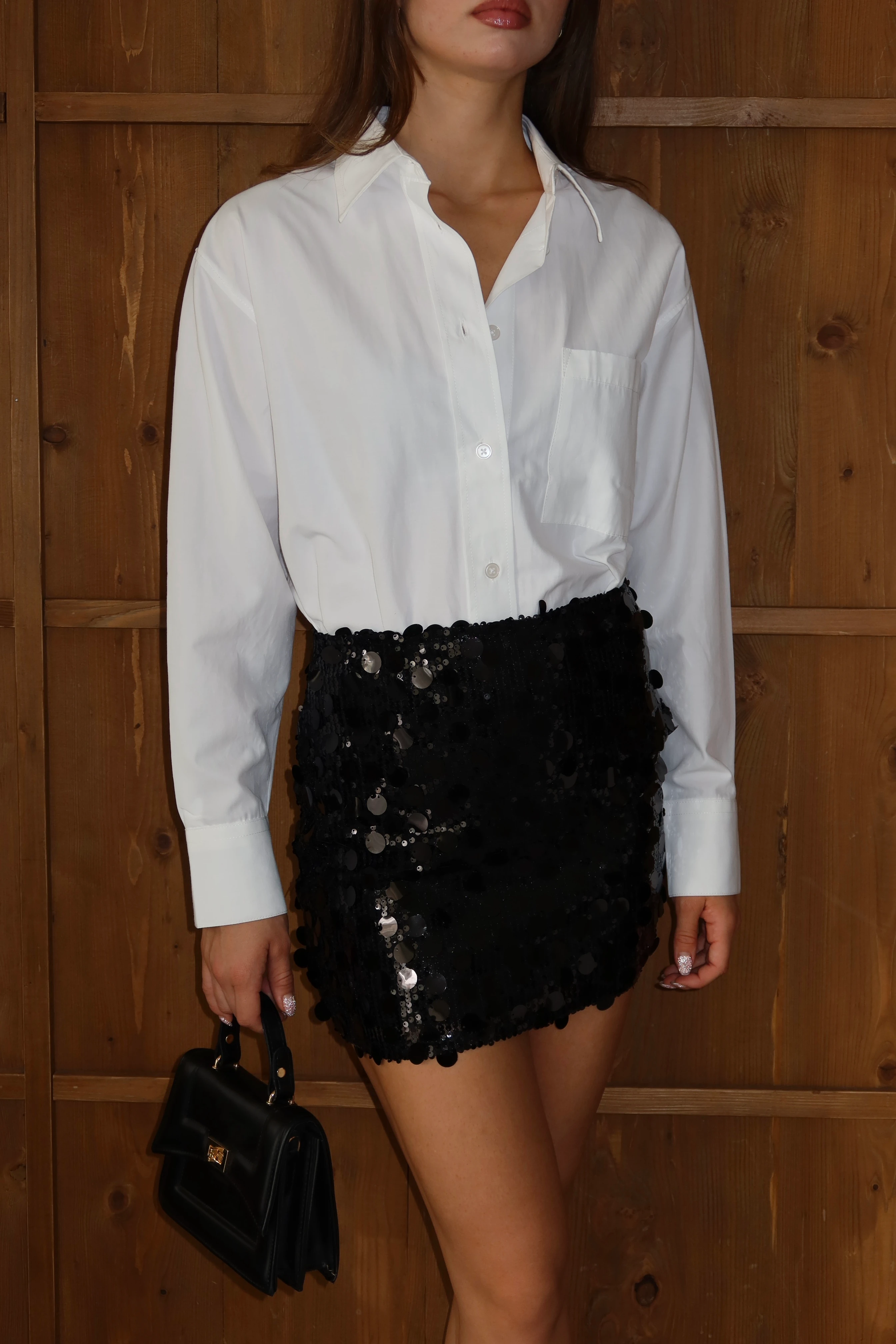 Kadın Pul Payet Mini Etek - SİYAH