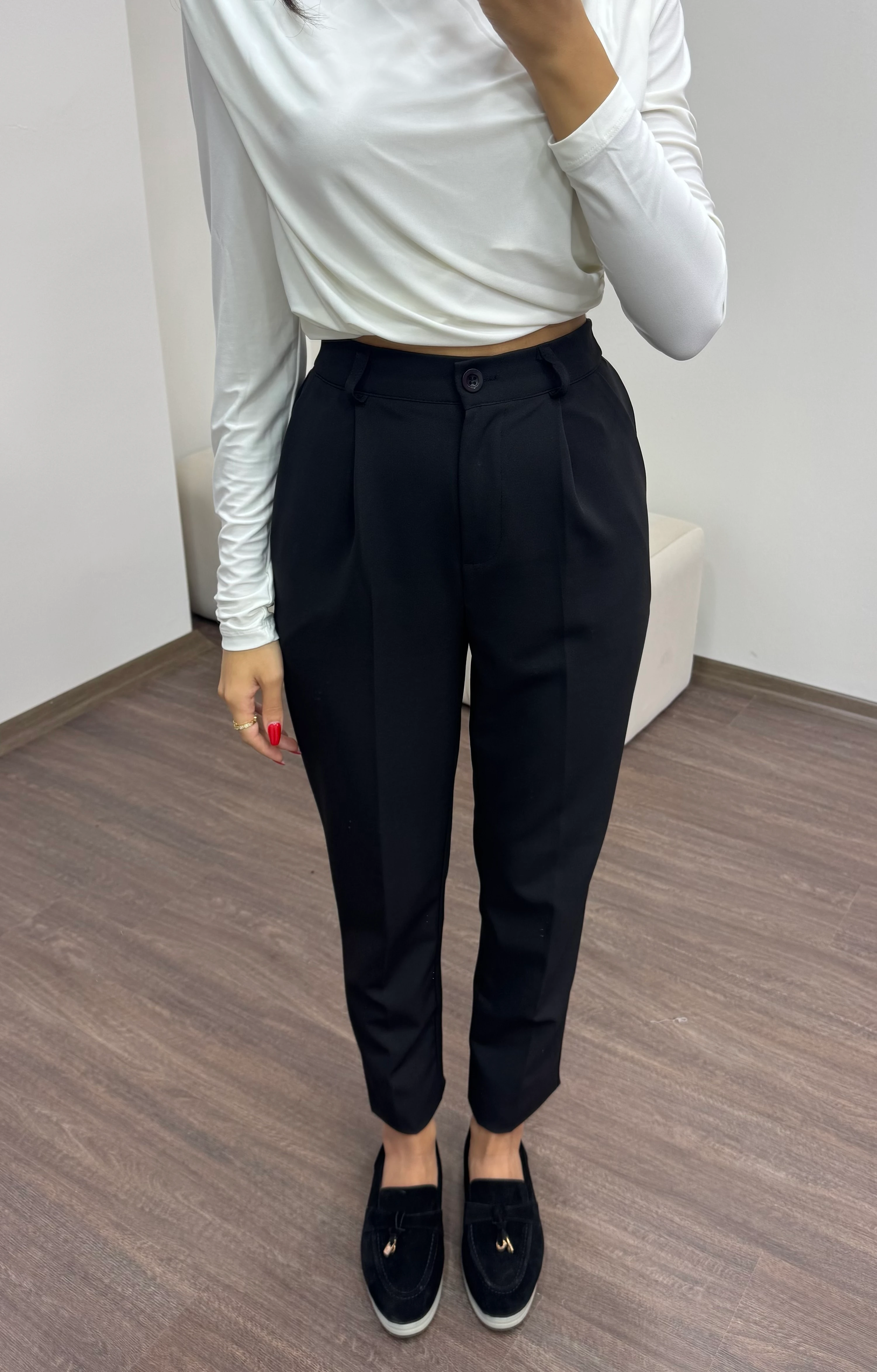 Kadın Havuç Kesim Pantolon - SİYAH