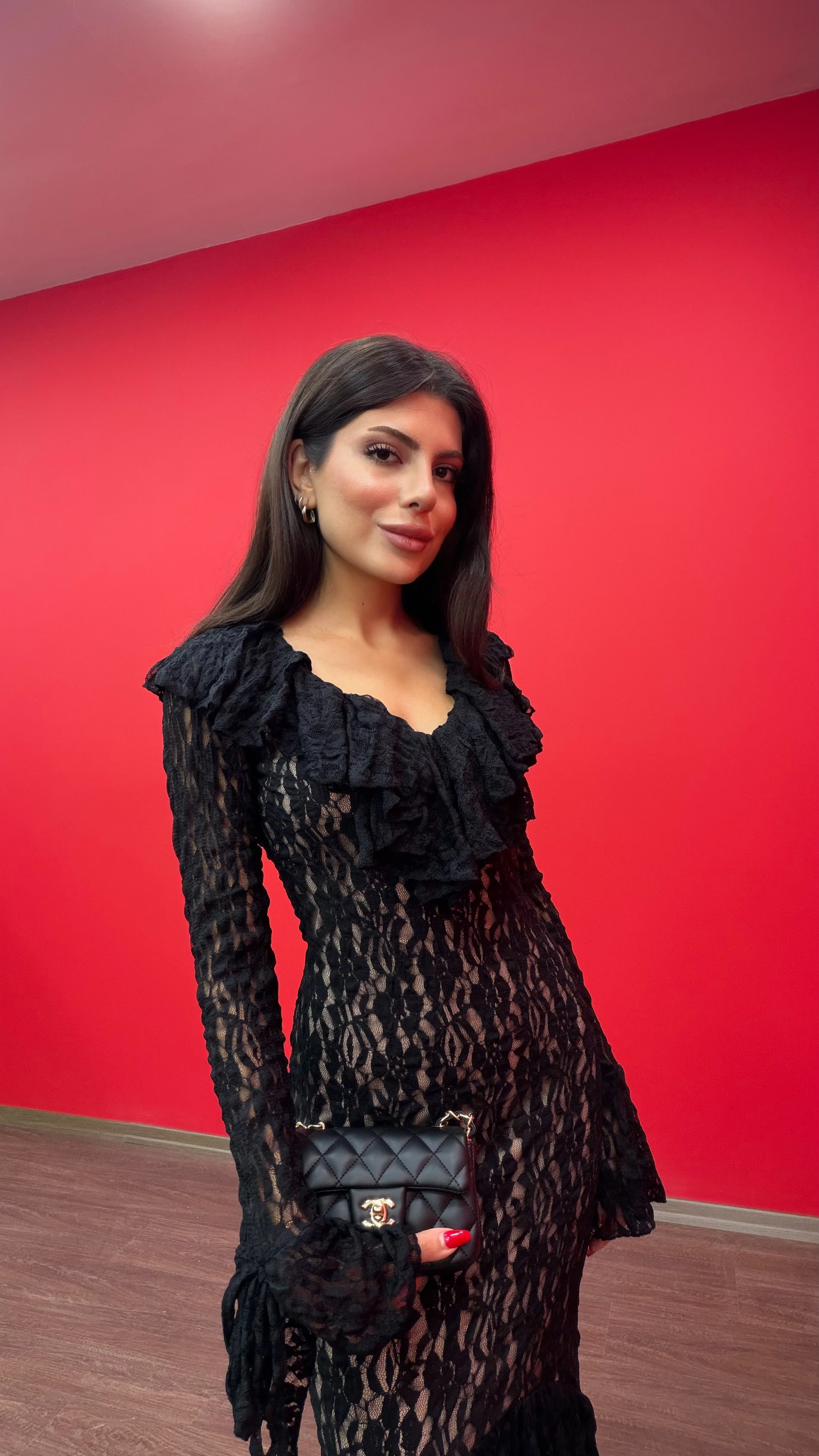 Kadın Dantelli Midi Elbise