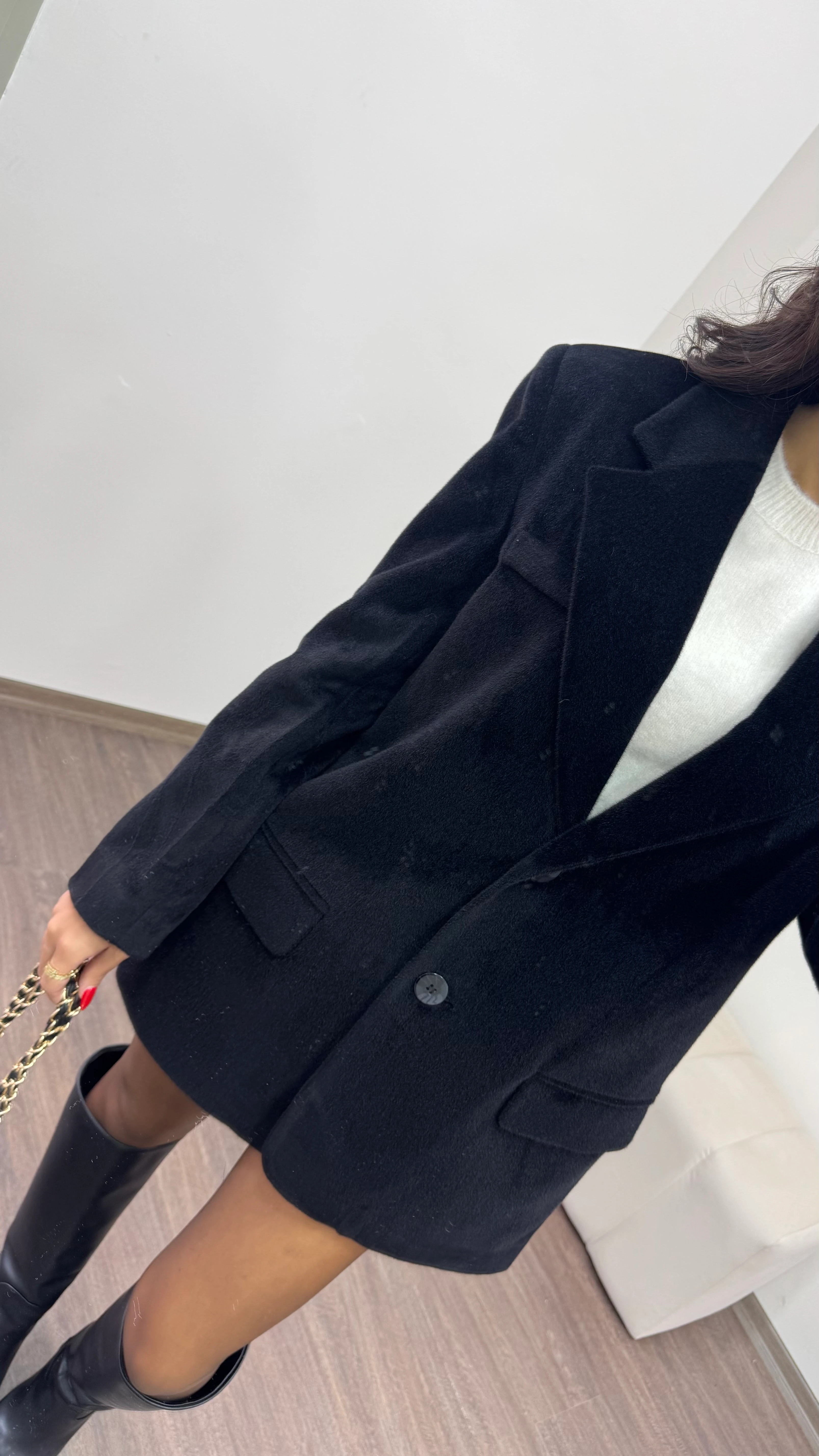 Kadın Blazer Kesim Kürklü Ceket - SİYAH