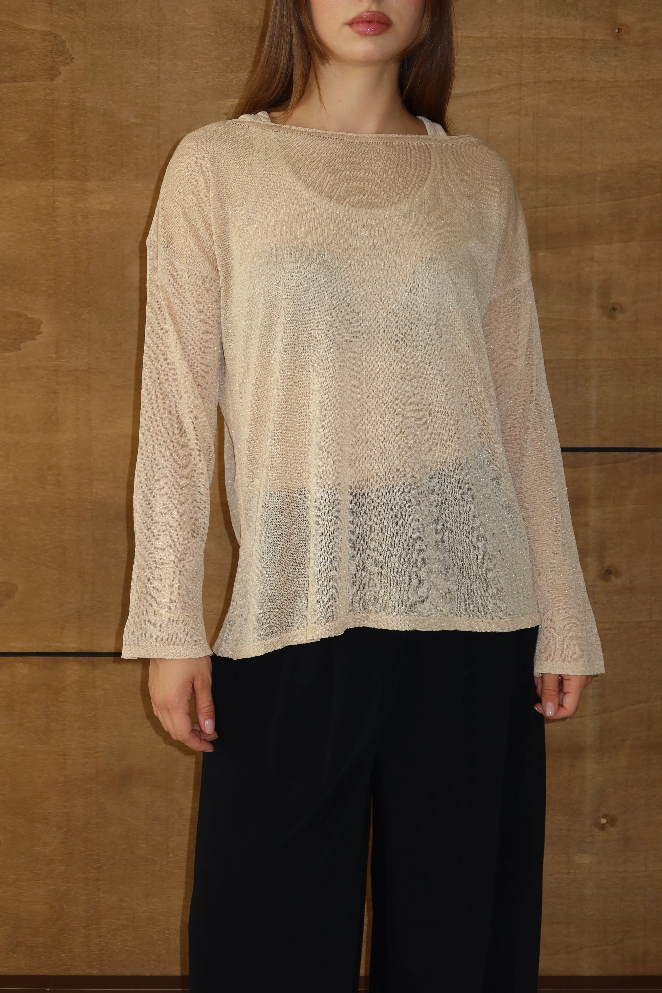 Kadın Atletli Transparan Kazak - EKRU