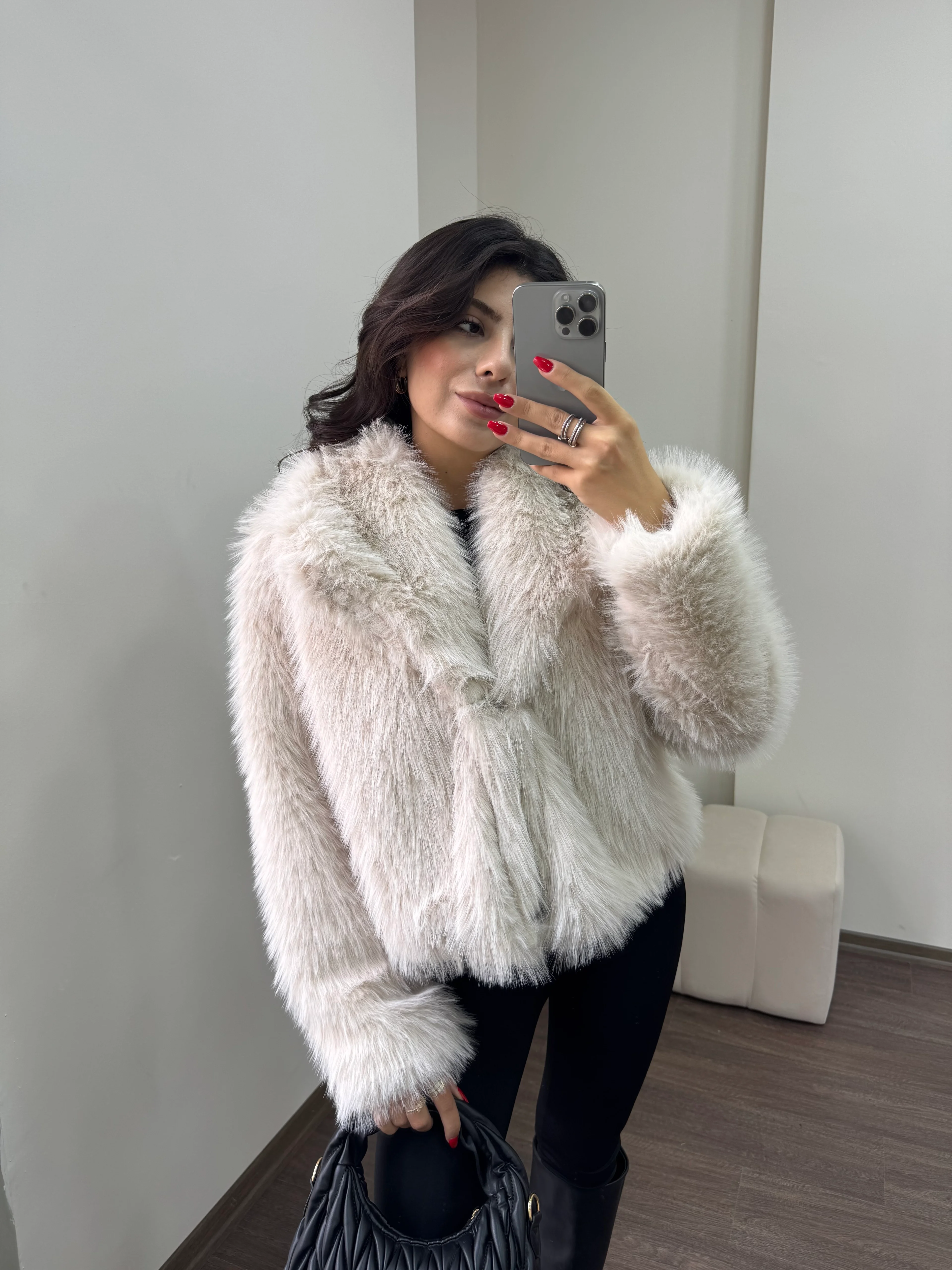 Kadın Kruvaze Yaka Premium Lolita Kürk