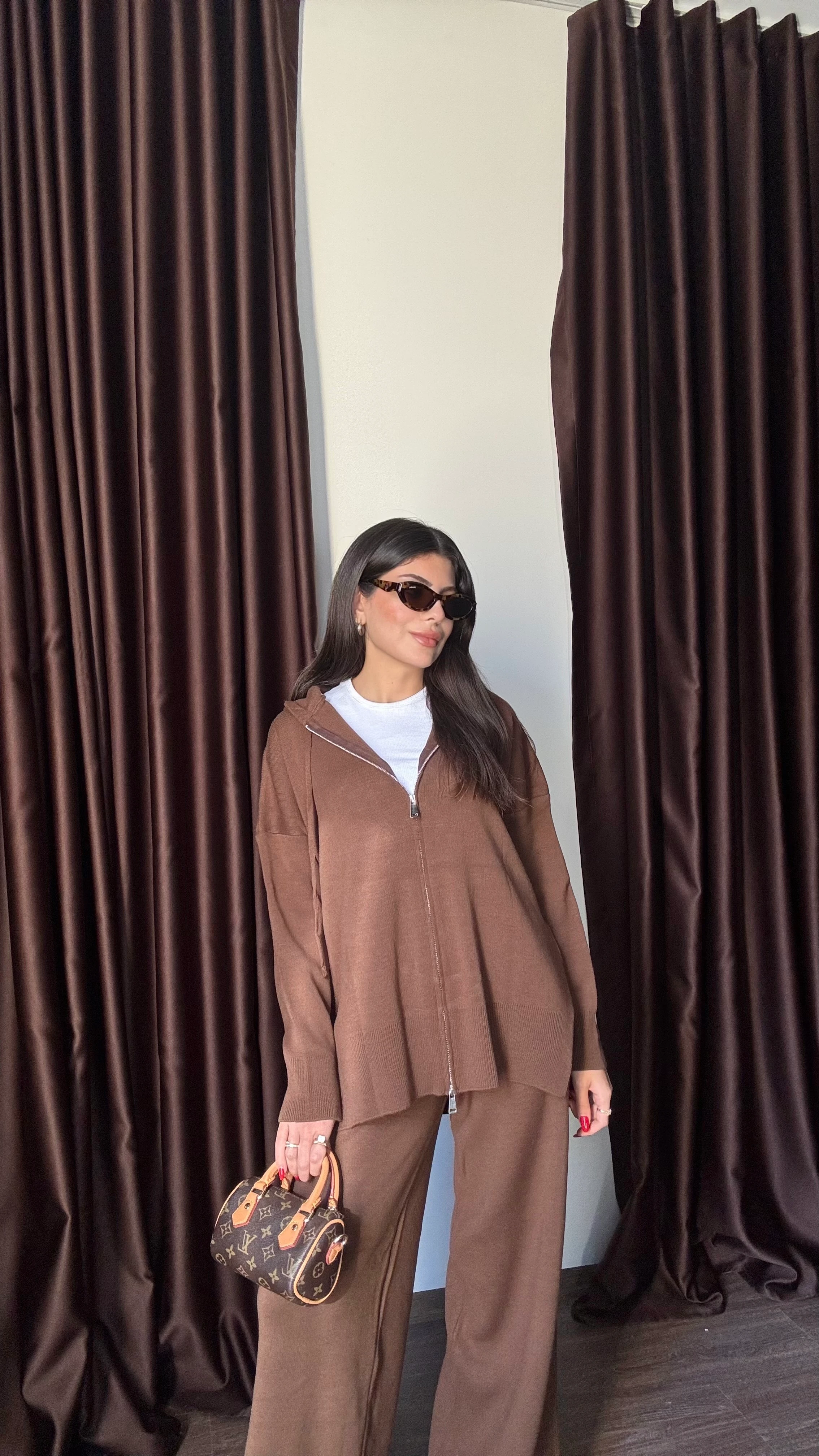 Kadın Çift Fermuarlı Sweatshirt Pantolon Takım