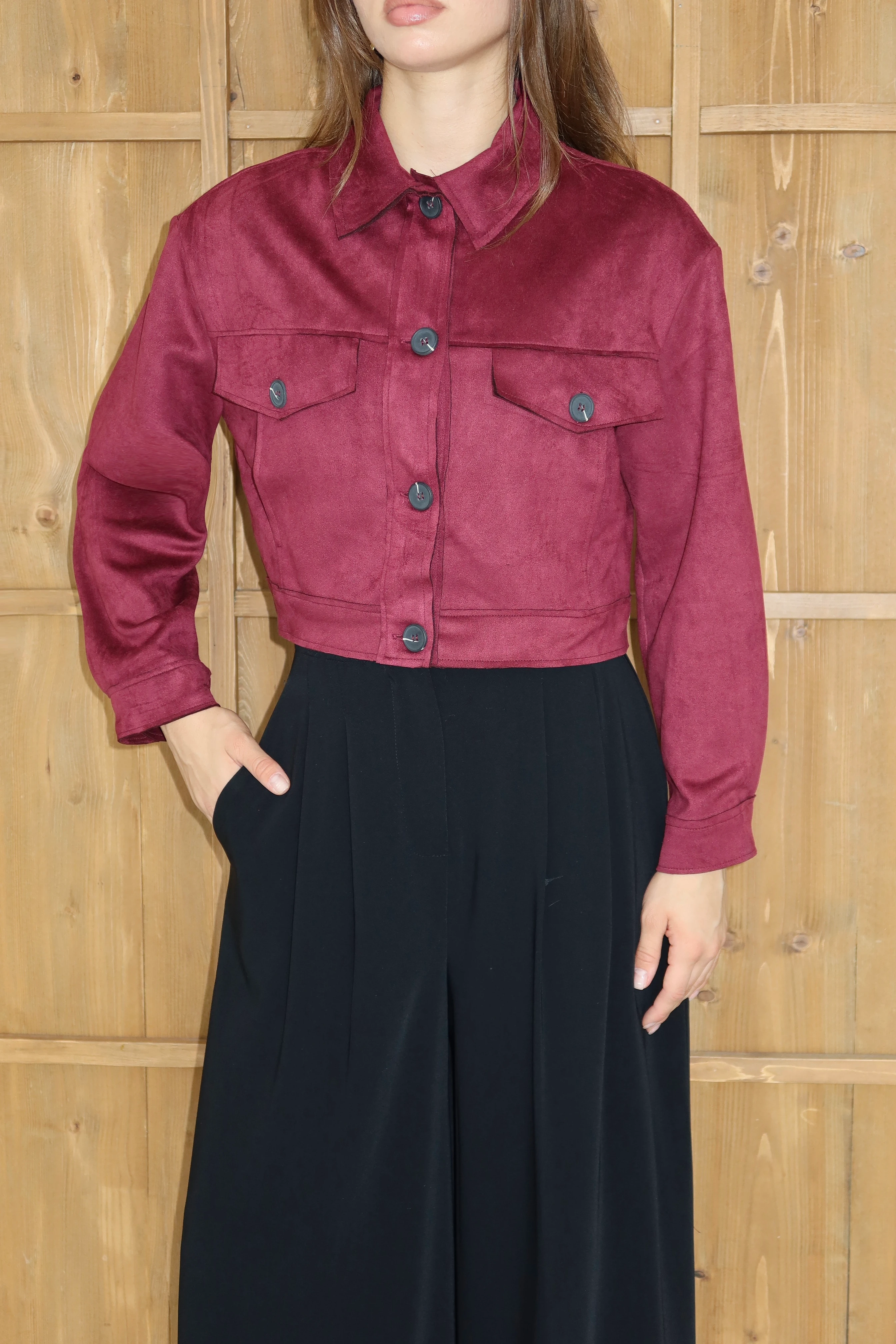 Kadın Süet Kısa Premium Ceket - MÜRDÜM