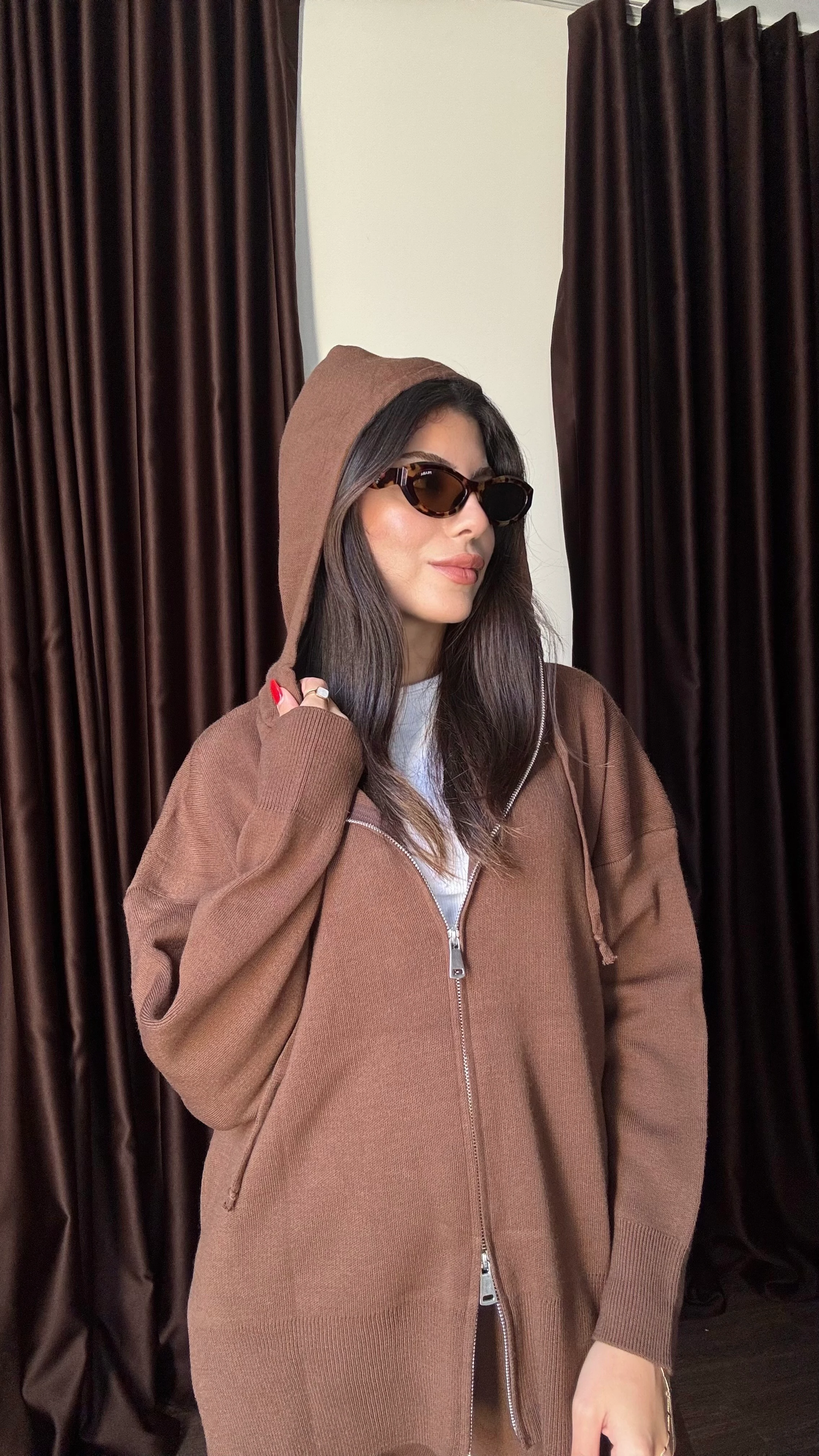 Kadın Çift Fermuarlı Sweatshirt Pantolon Takım