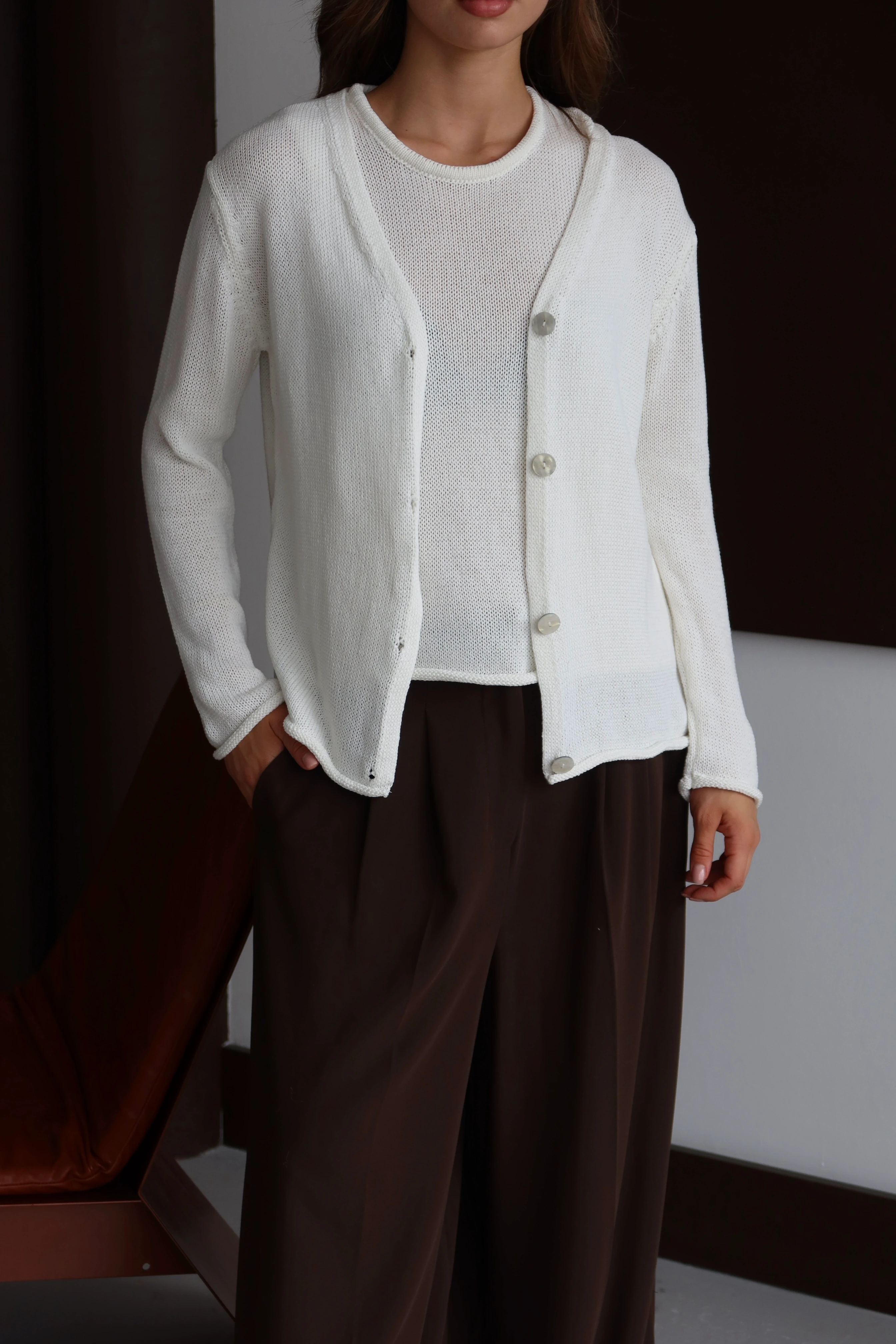 Kadın İçi Askılı Hırka (2'li) - BEYAZ