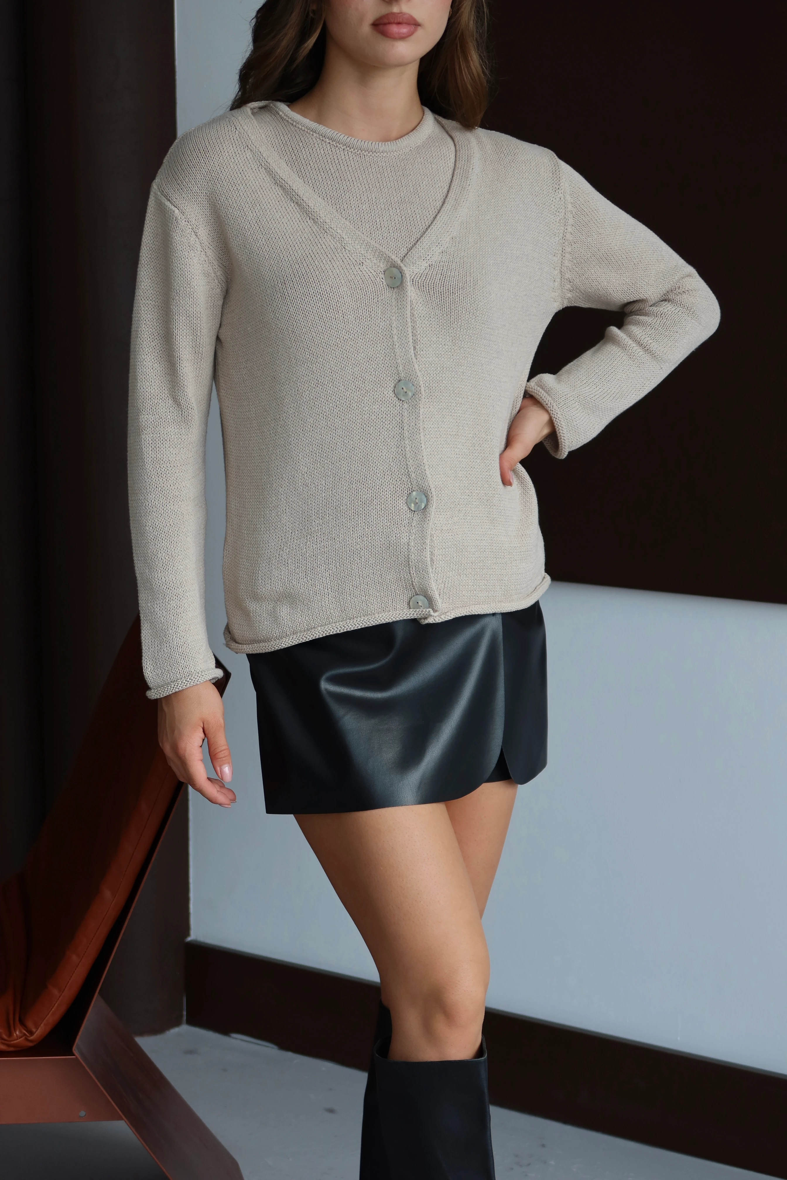 Kadın İçi Askılı Hırka (2'li) - TAŞ