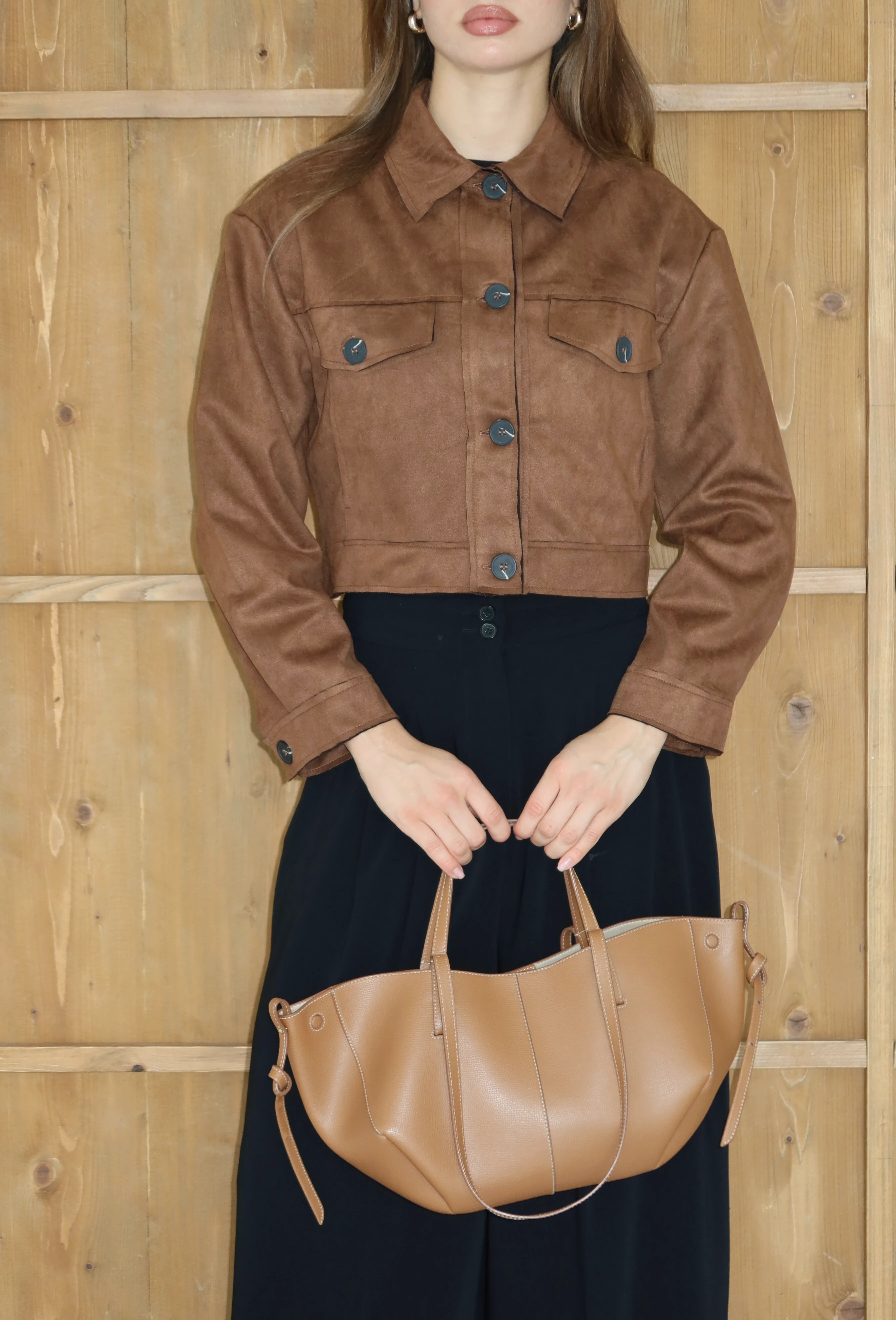 Kadın Süet Kısa Premium Ceket - TABA