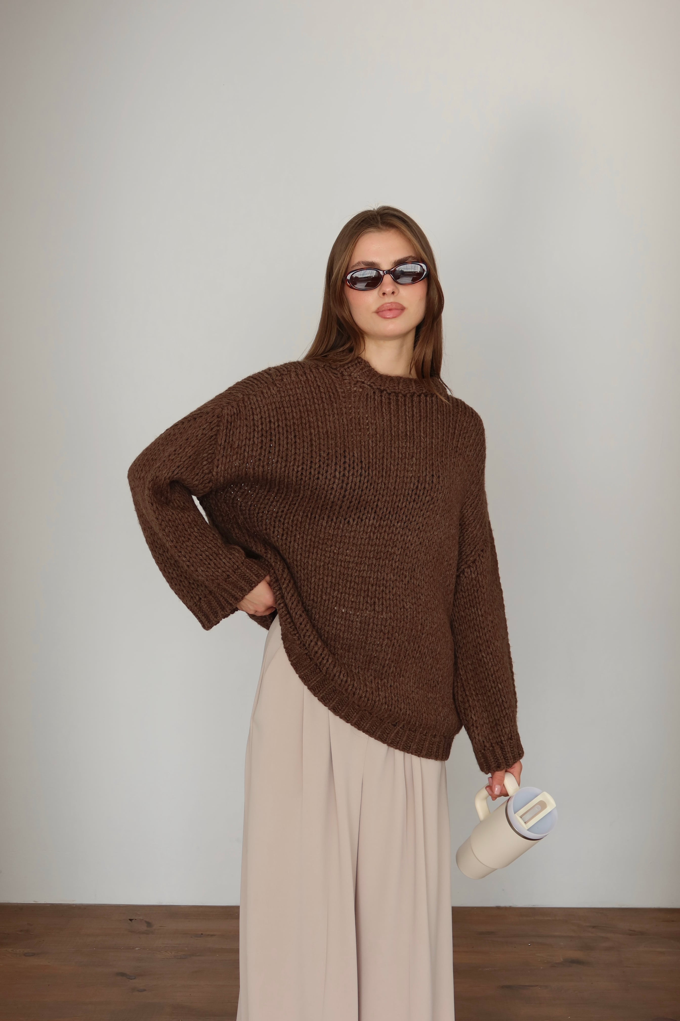 Kadın Oversize Örme Kazak