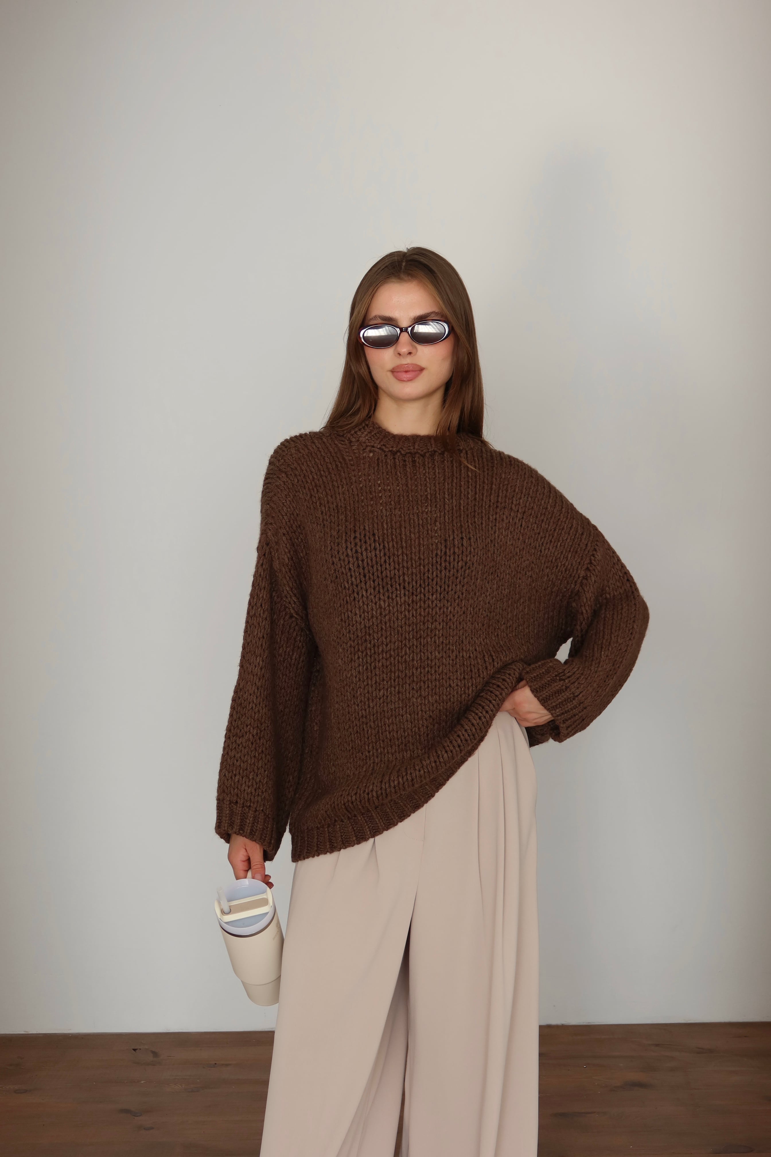 Kadın Oversize Örme Kazak
