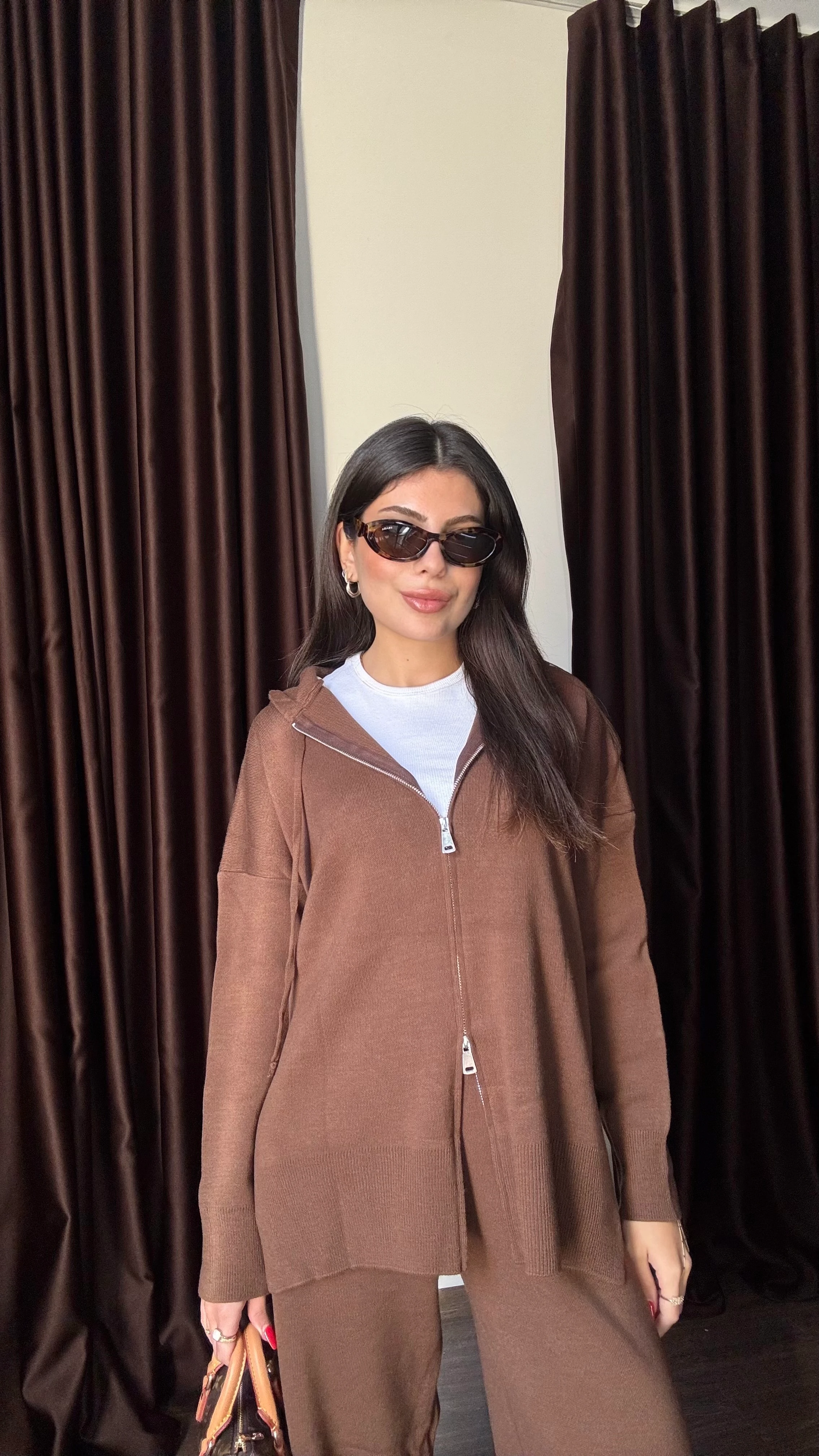 Kadın Çift Fermuarlı Sweatshirt Pantolon Takım