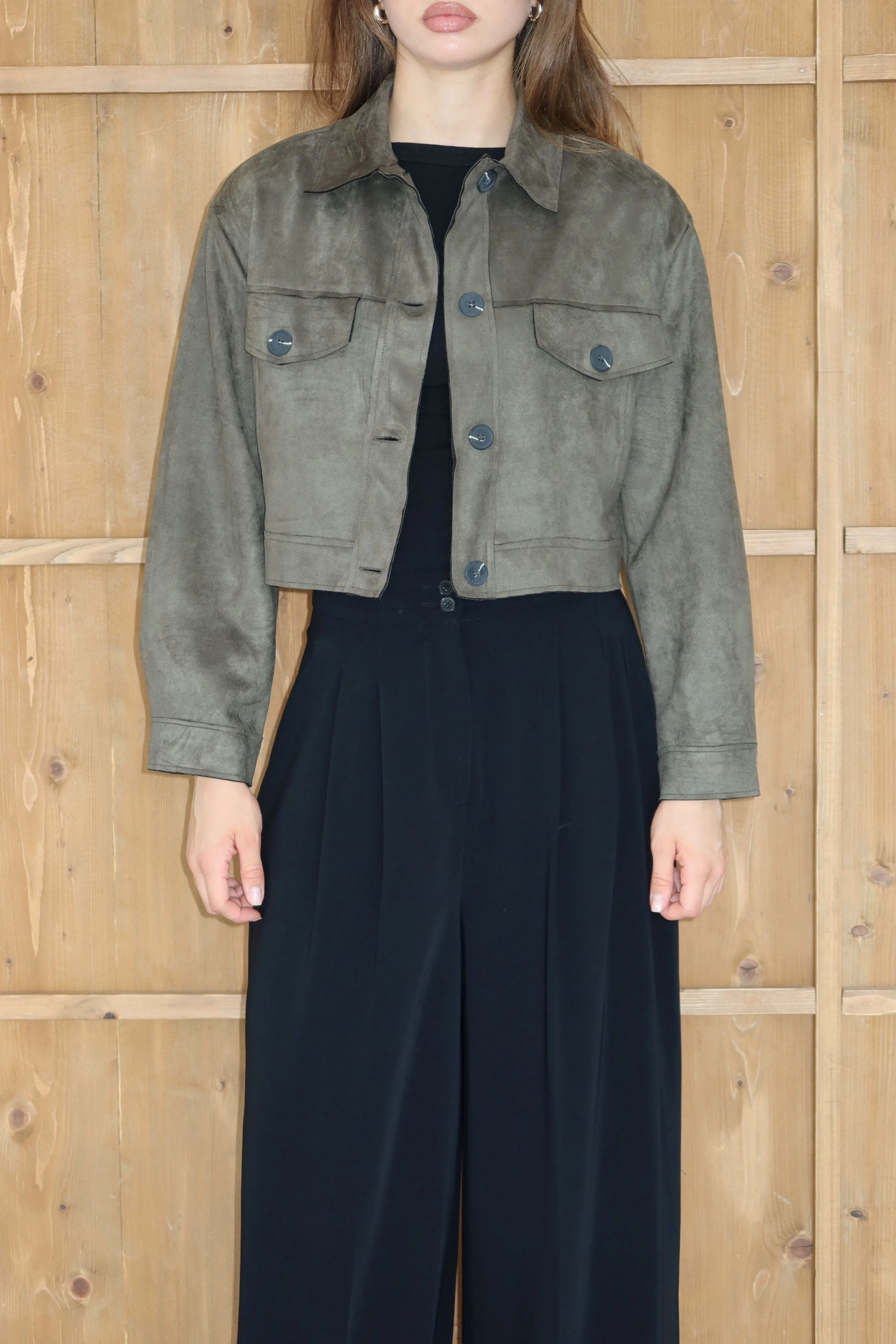 Kadın Süet Kısa Premium Ceket - HAKI