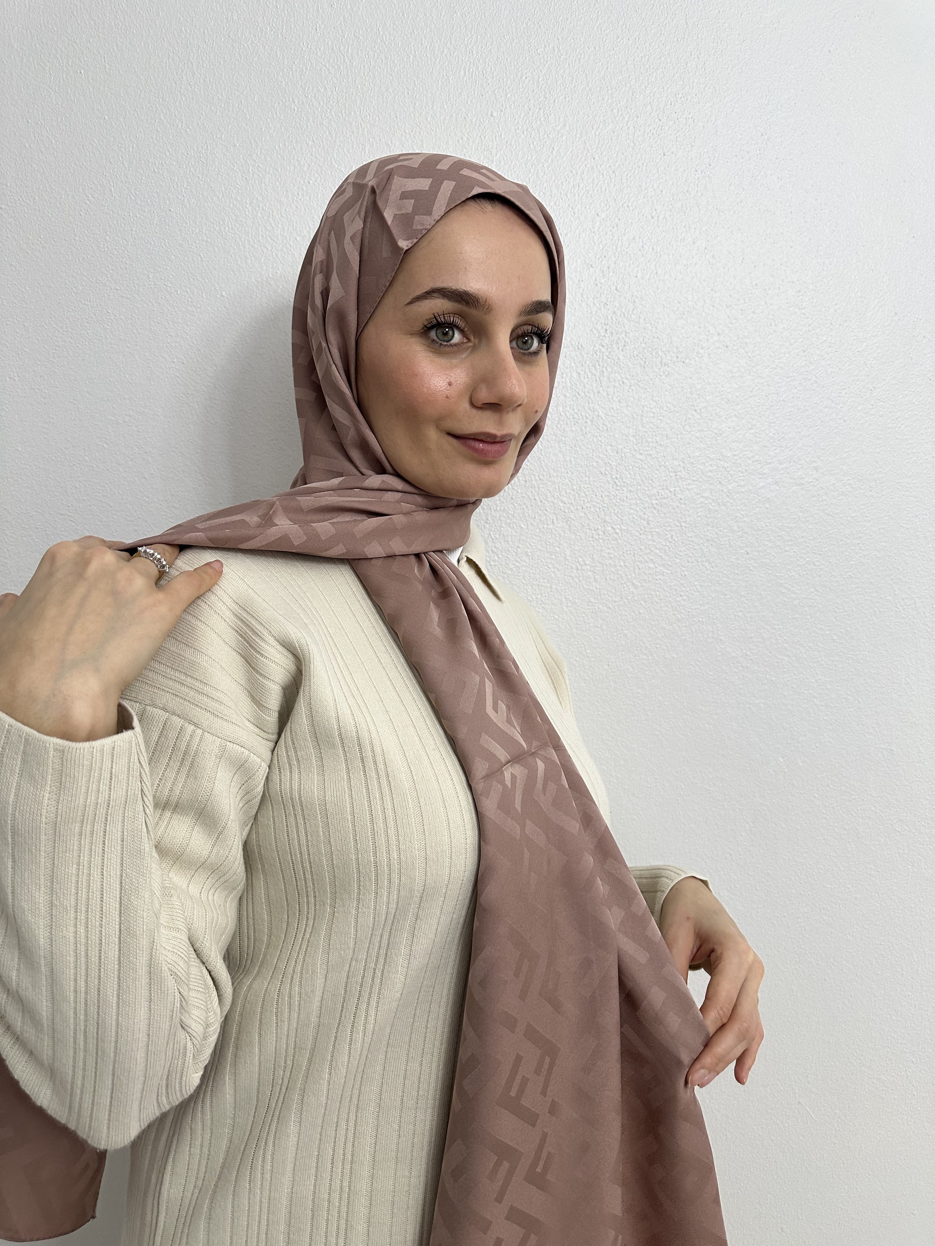 Mocha F Desen İpeksi Jakar Şal