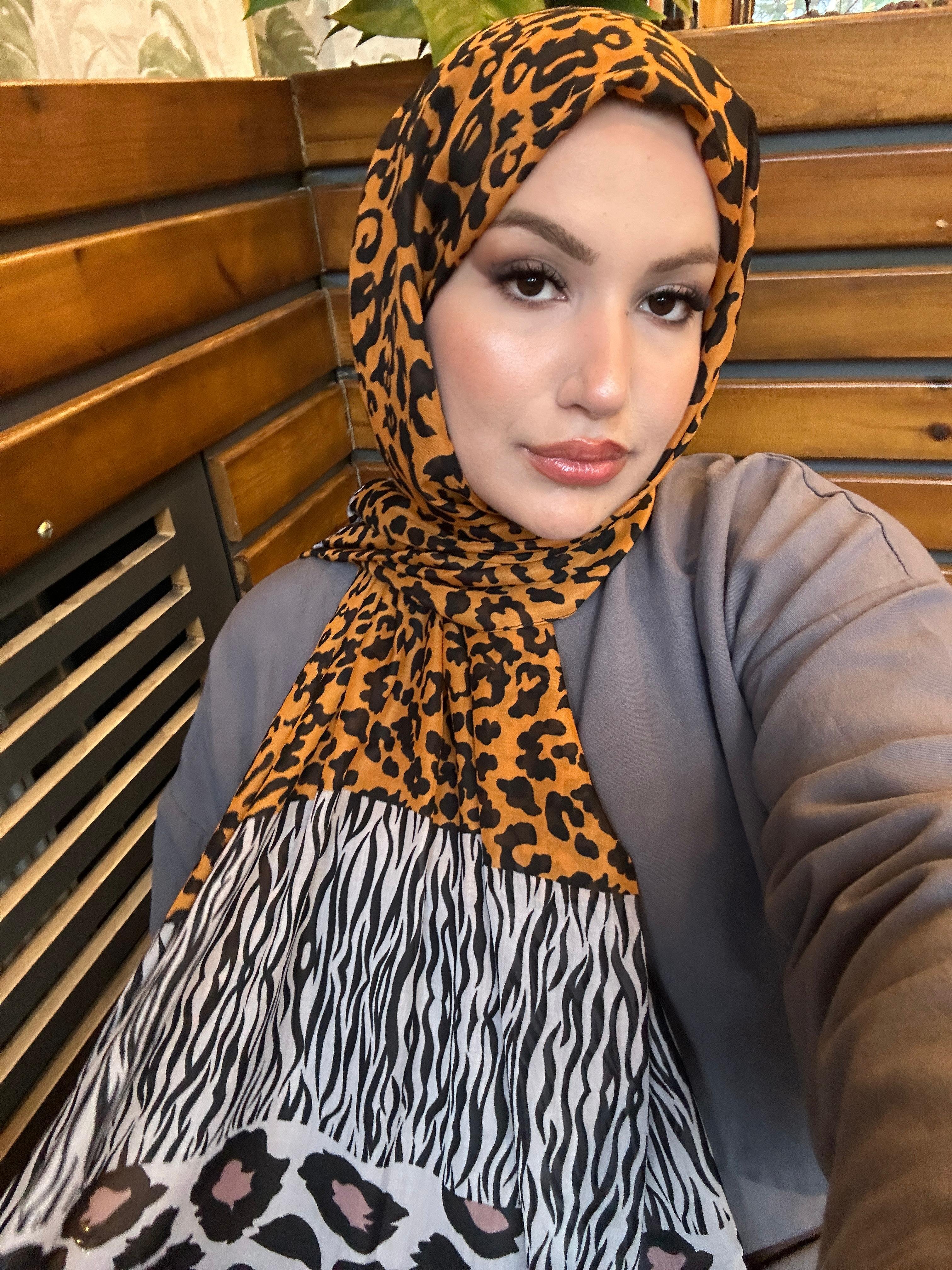 Desenli Şal Serisi - Leopar Desen Karamel