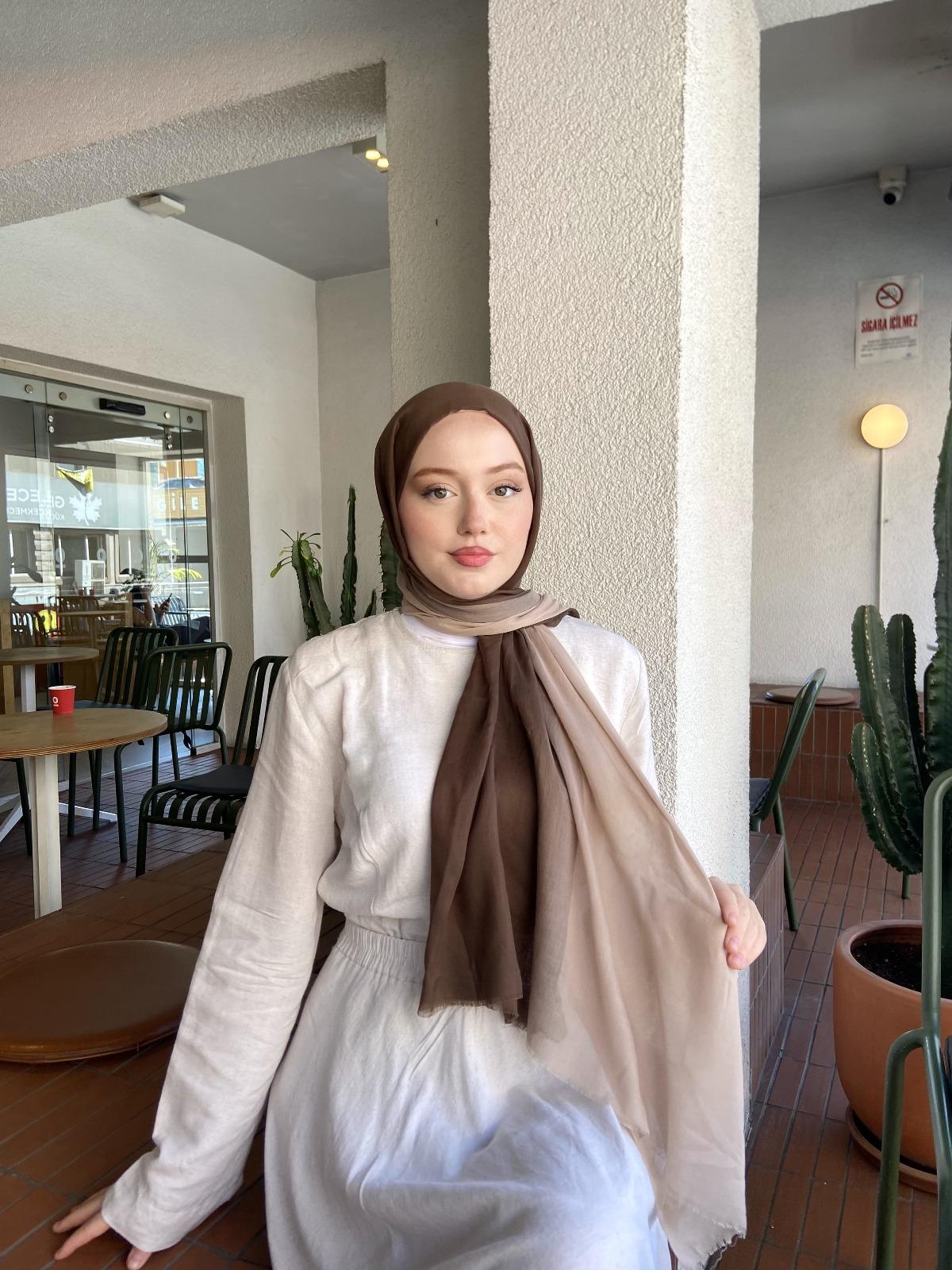 Degrade Pamuk Şal Bej