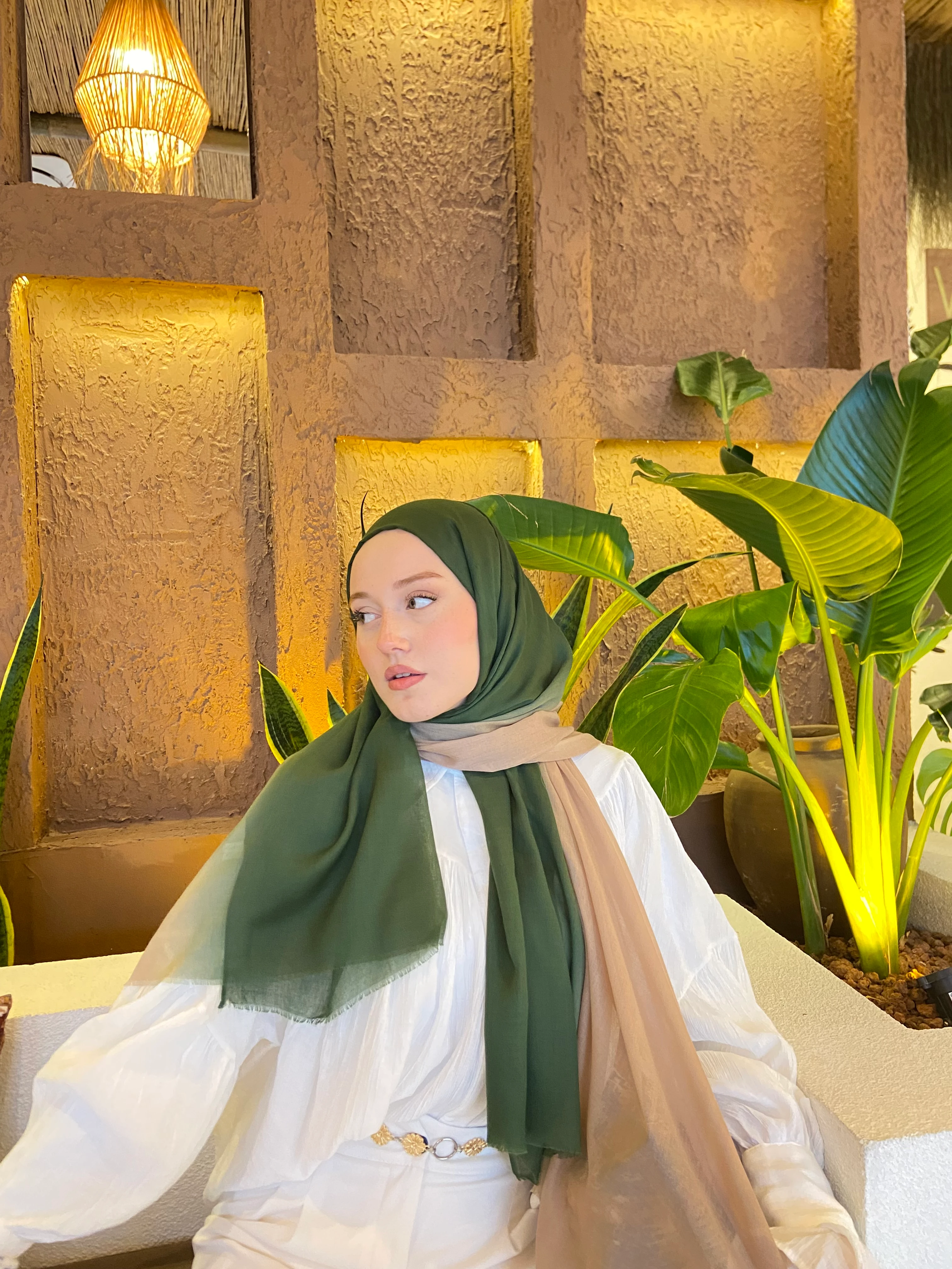 Degrade Pamuk Şal Çöl Yeşili