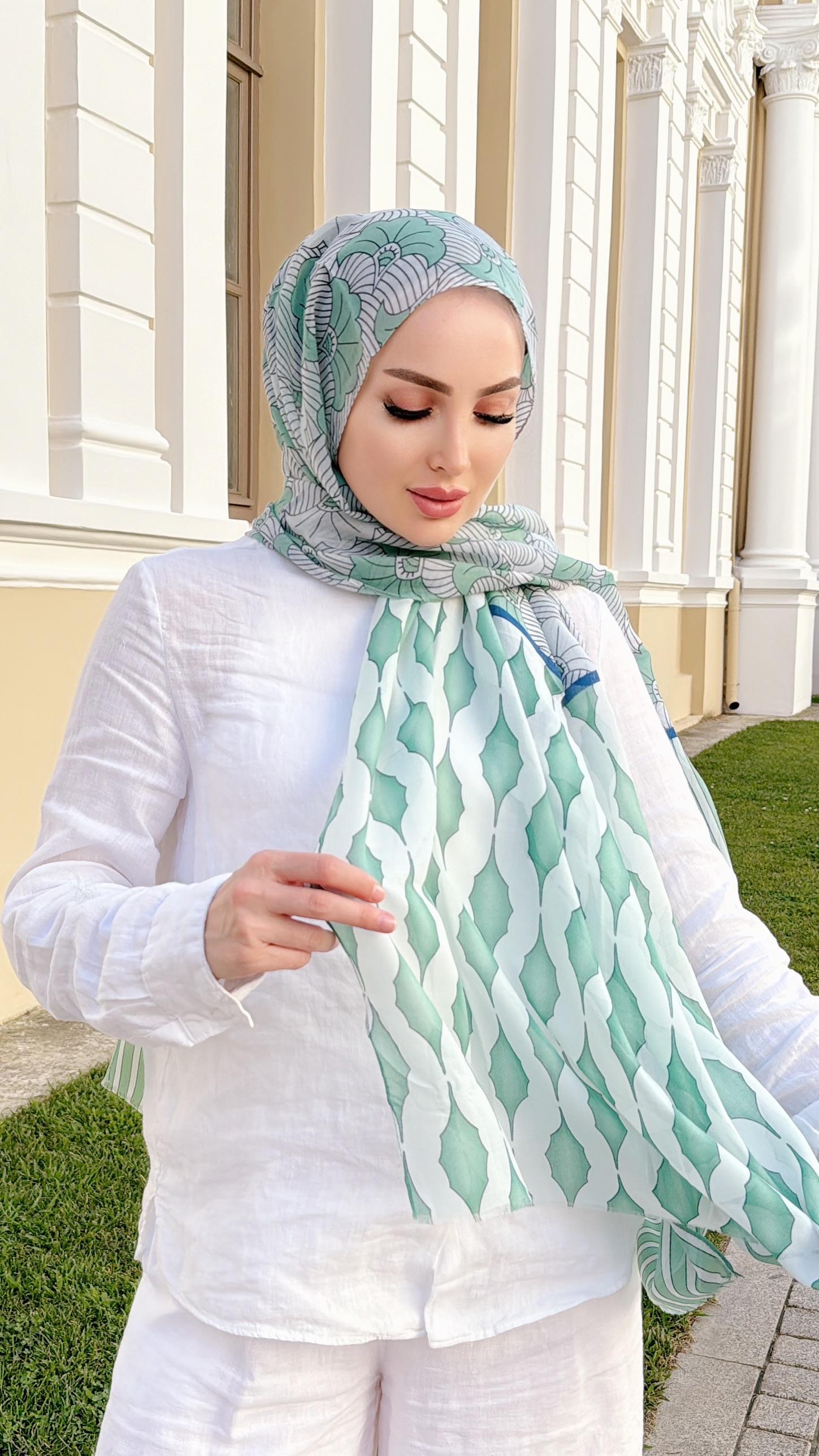 Desenli Şal Serisi - Su Yolu Desen Yeşil